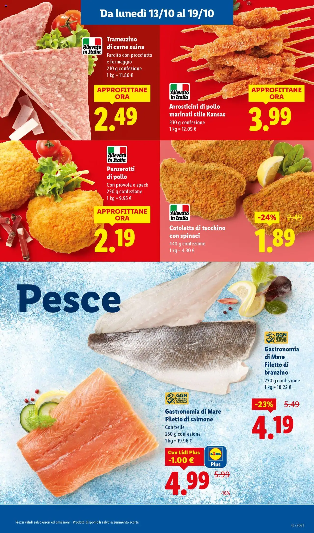 Volantino Lidl del 13.10.2025 | Pagina: 5 | Prodotti: Speck, Pollo, Salmone, Panzerotti