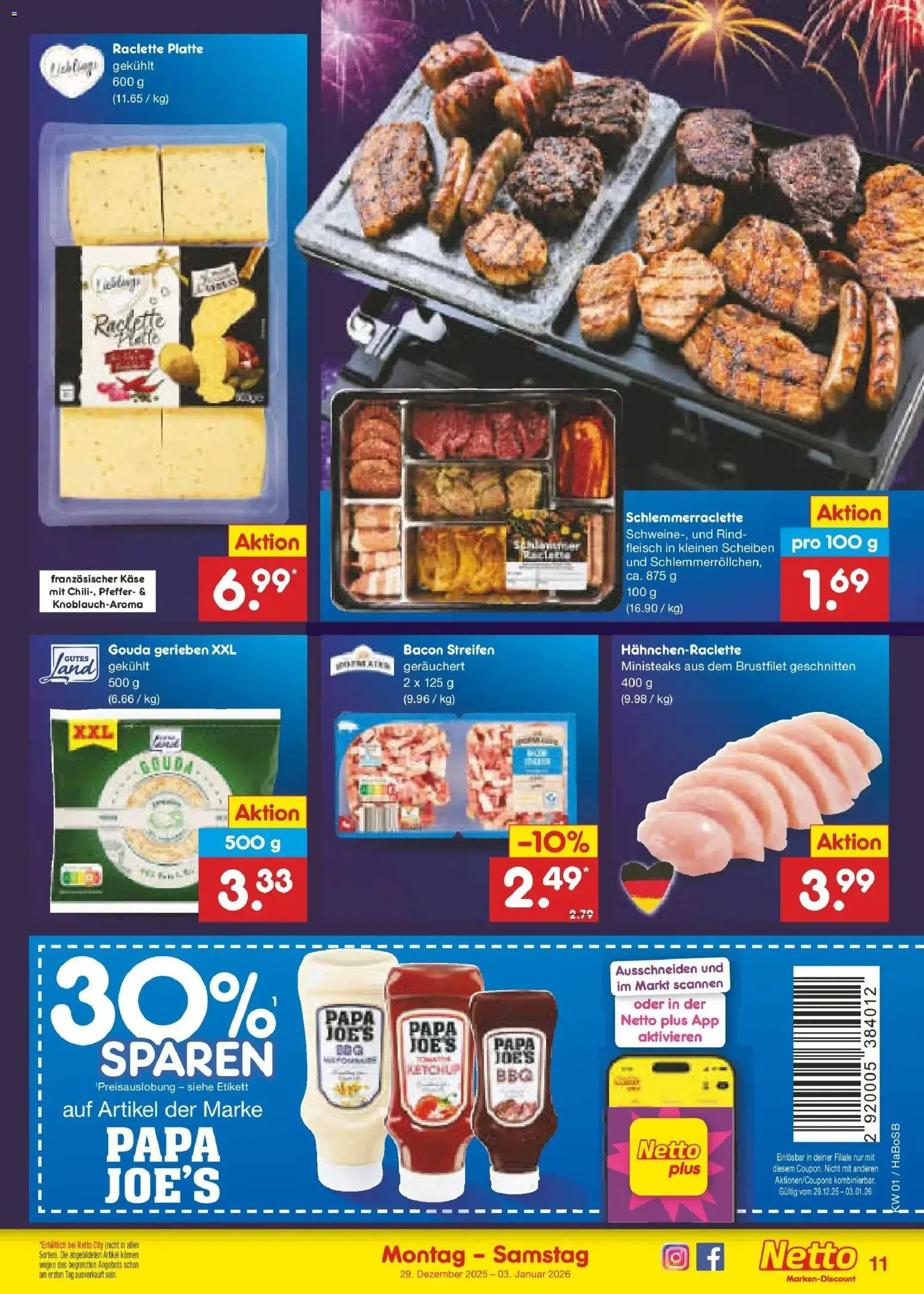 Netto Marken-Discount prospekt Stadtlohn	 – gültig ab 28.12.2025 | Seite: 11 | Produkte: Käse, Pfeffer, Raclette, Fleisch