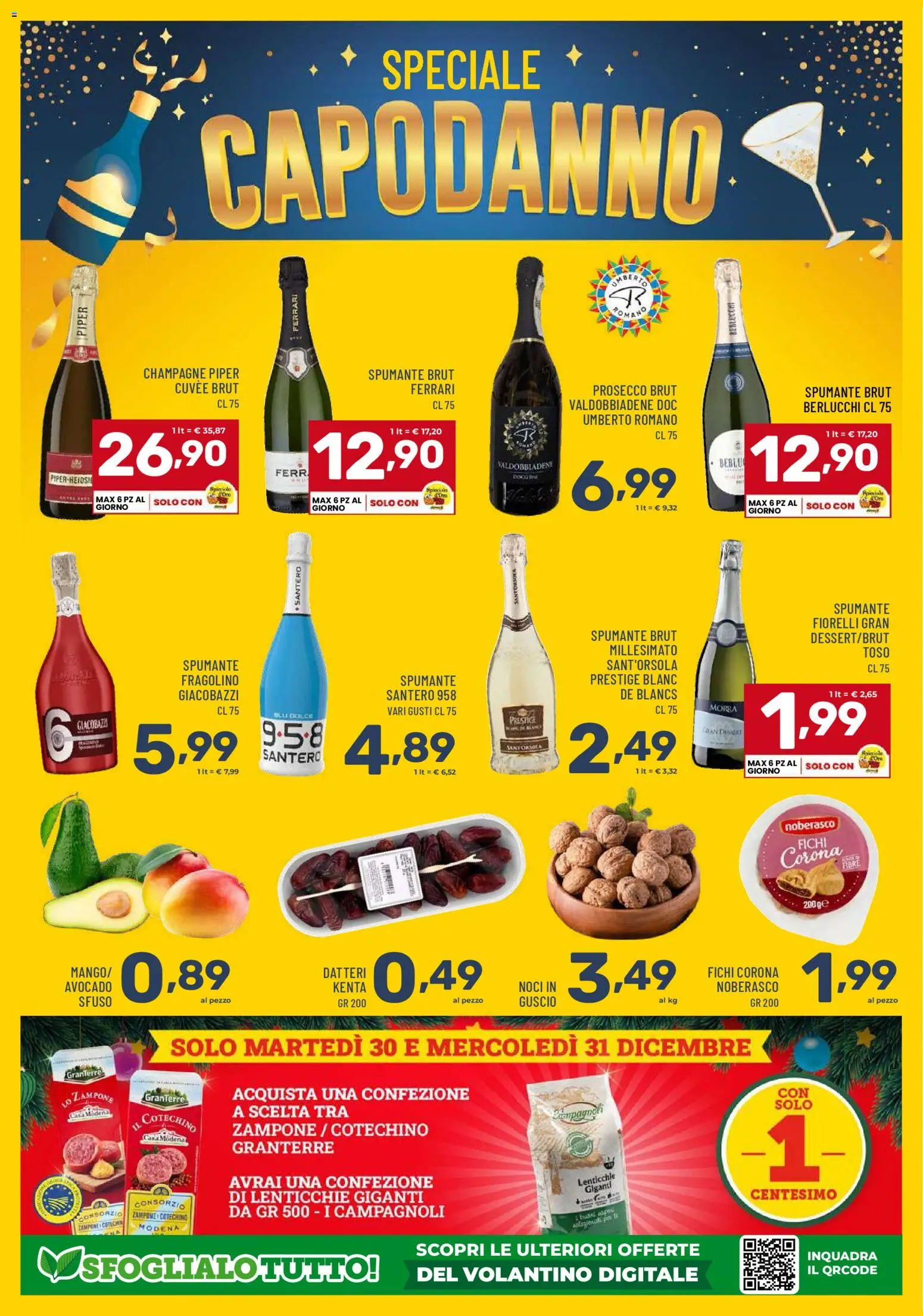 Volantino Il Centesimo del 18.12.2025 | Pagina: 4 | Prodotti: Lenticchie, Spumante, Champagne, Cotechino