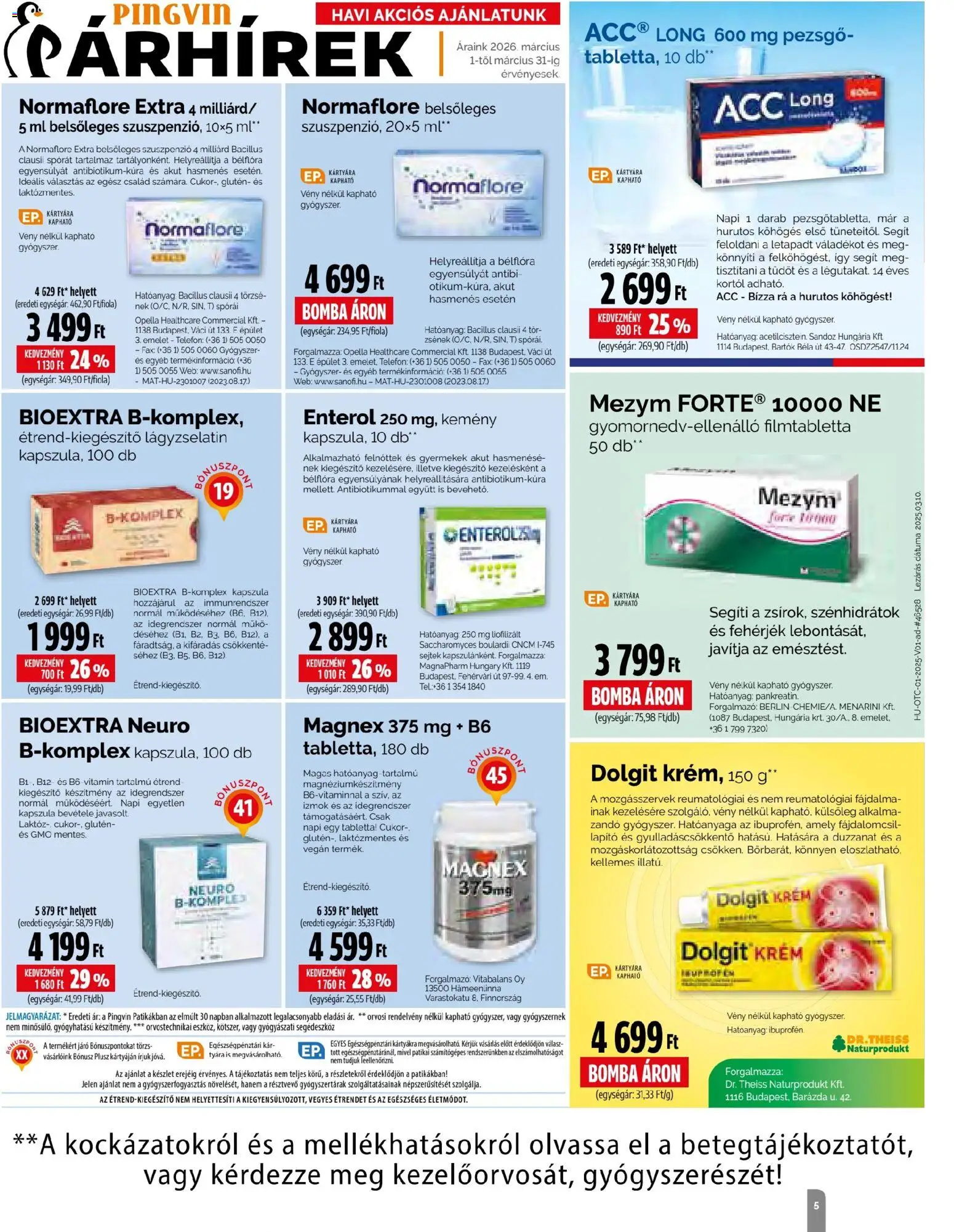 Pingvin Patika akciós ujság - amely érvényes a következő dátumtól: 01.03.2026 | Oldal: 5 | Termékek: Pezsgő, Vegán, Cukor