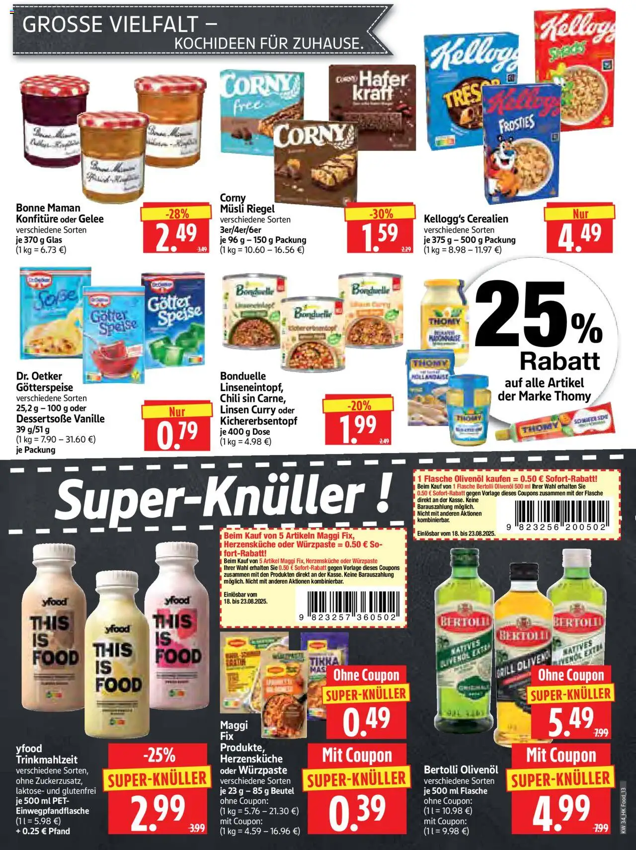 HERKULES Prospekt 	 - gültig ab dem 18.08.2025 | Seite: 13 | Produkte: Musli, Kellogg's, Soße, Bonne maman
