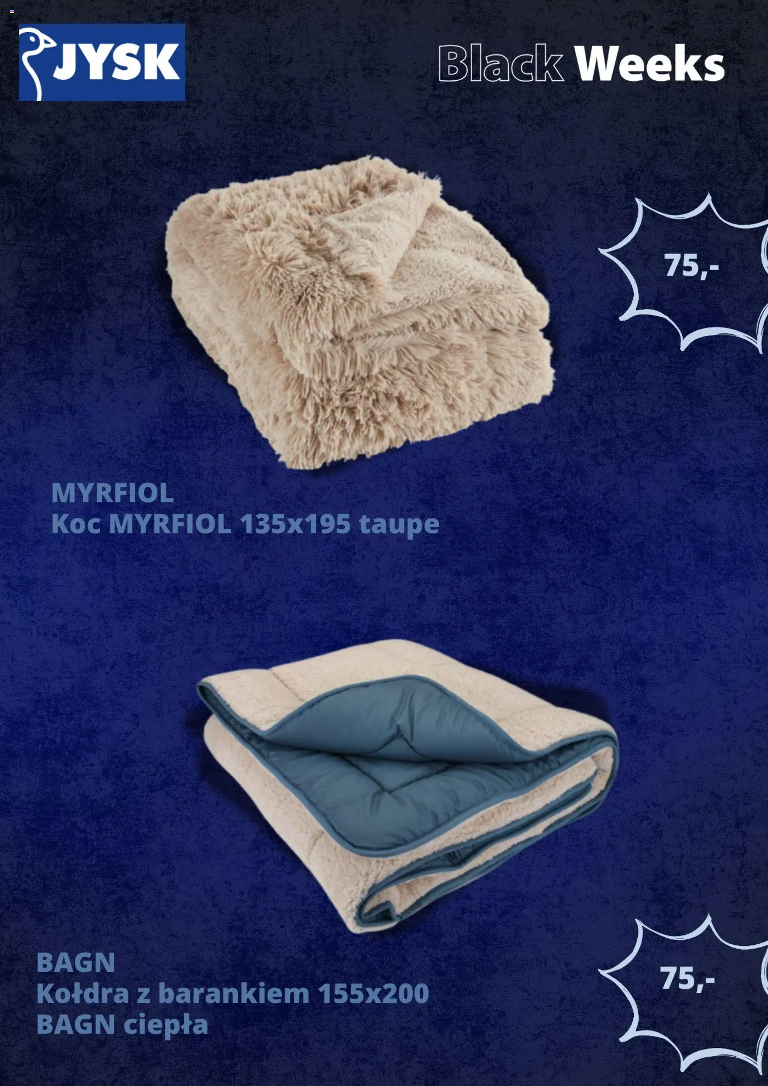 JYSK Black Friday od 05.11.2025 | Strona: 7 | Produkty: Koc, Kołdra