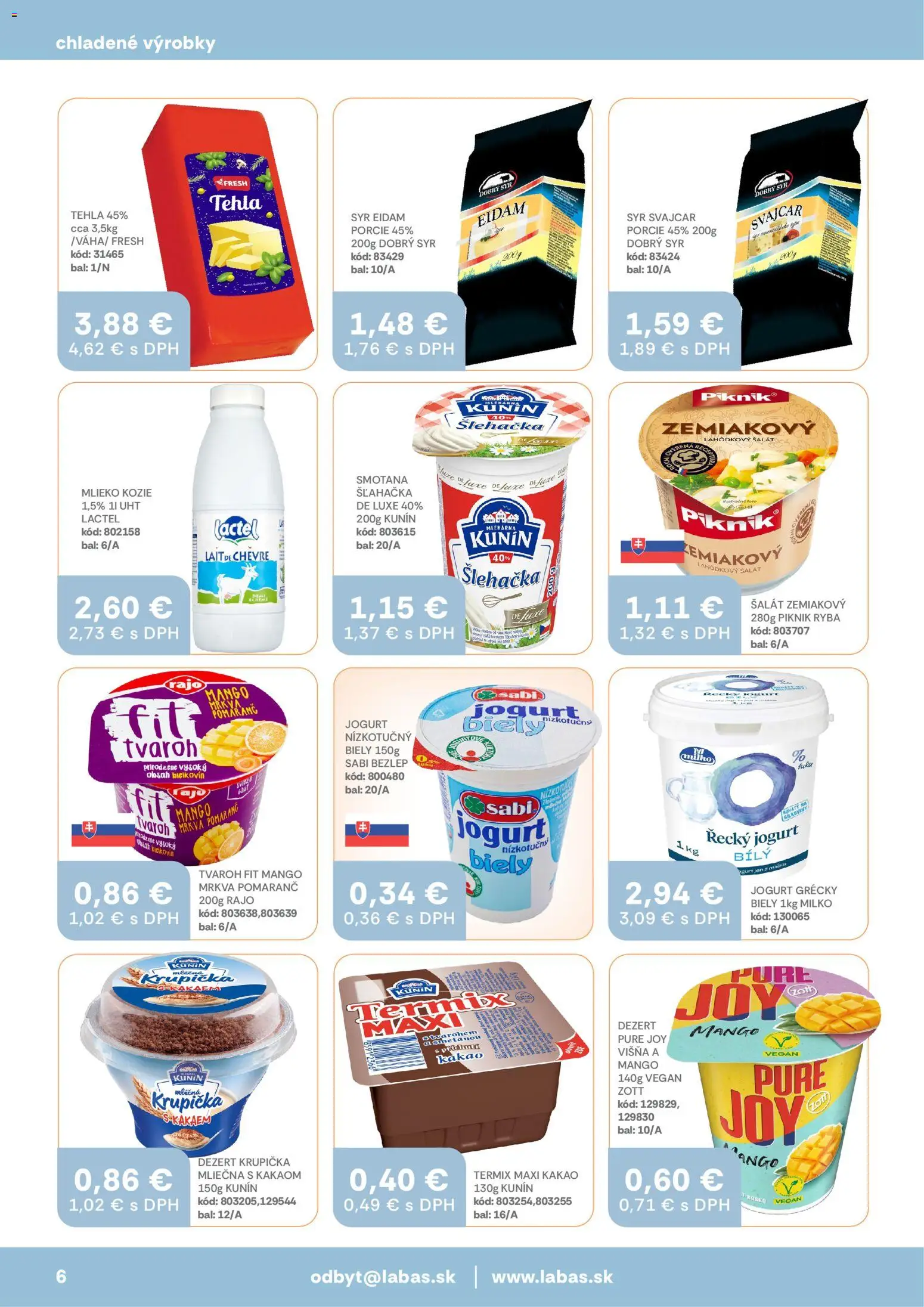 Nové Labaš akcie – leták je platný od 10.04.2026 | Strana: 6 | Produkty: Mlieko, Syr, Smotana, Eidam