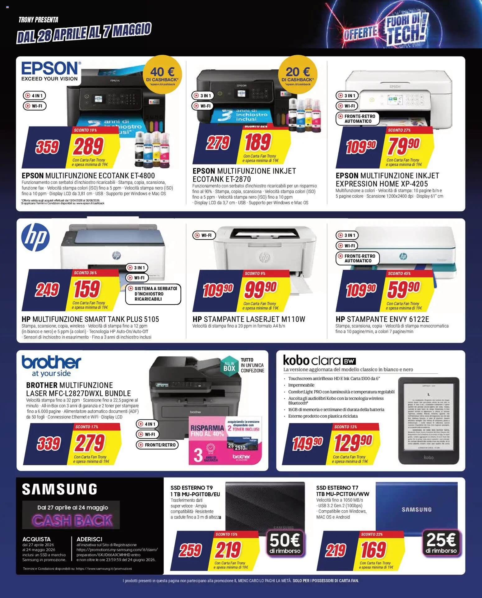Volantino Trony del 28.04.2026 | Pagina: 34 | Prodotti: Stampante, USB, Stampa, Samsung