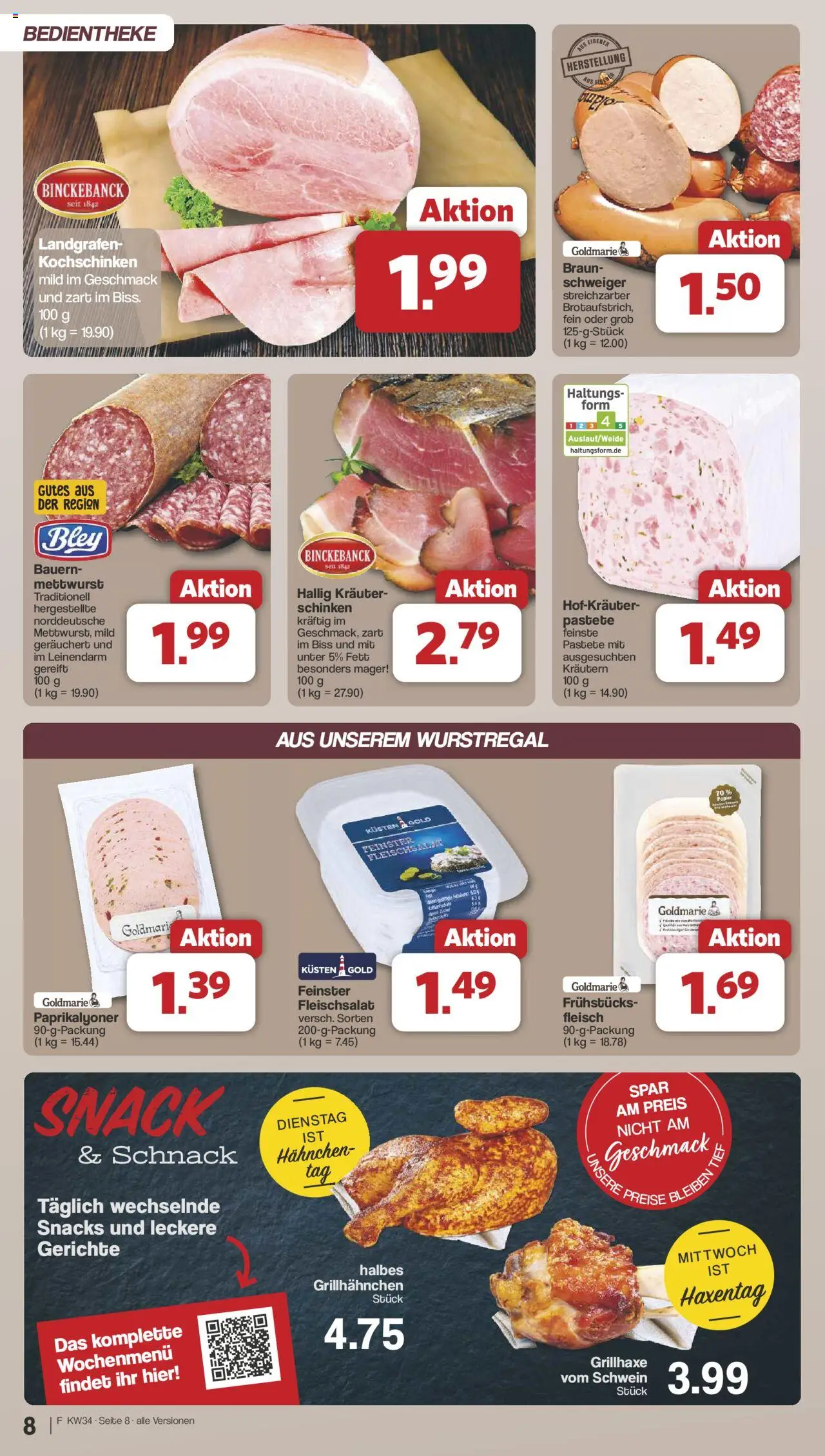 Famila Nordwest Prospekt 	 - gültig ab dem 18.08.2025 | Seite: 8 | Produkte: Hahnchen, Schinken, Fleisch