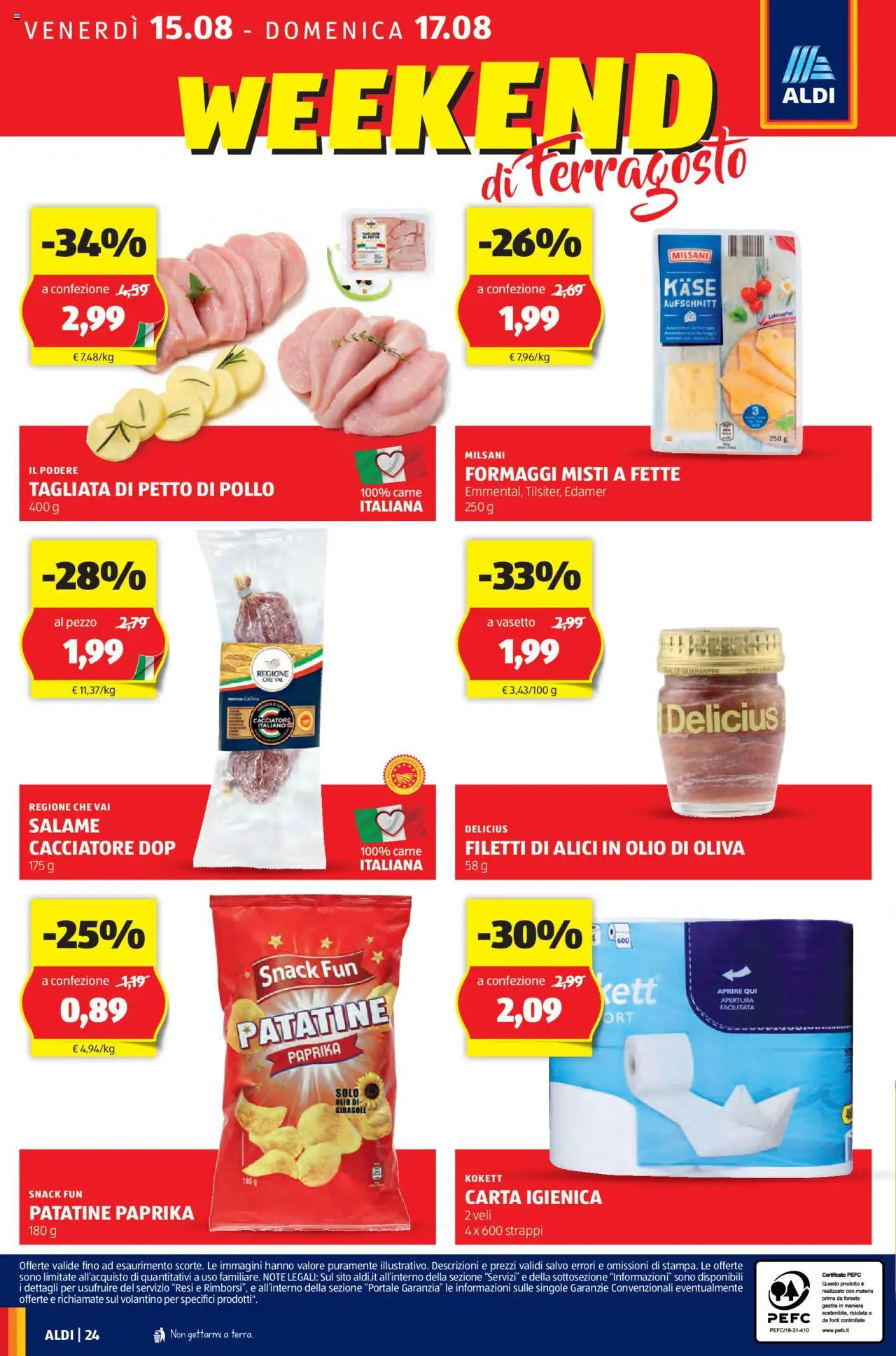 Volantino Aldi del 11.08.2025 | Pagina: 24 | Prodotti: Pollo, Olio, Alici, Olio di Oliva