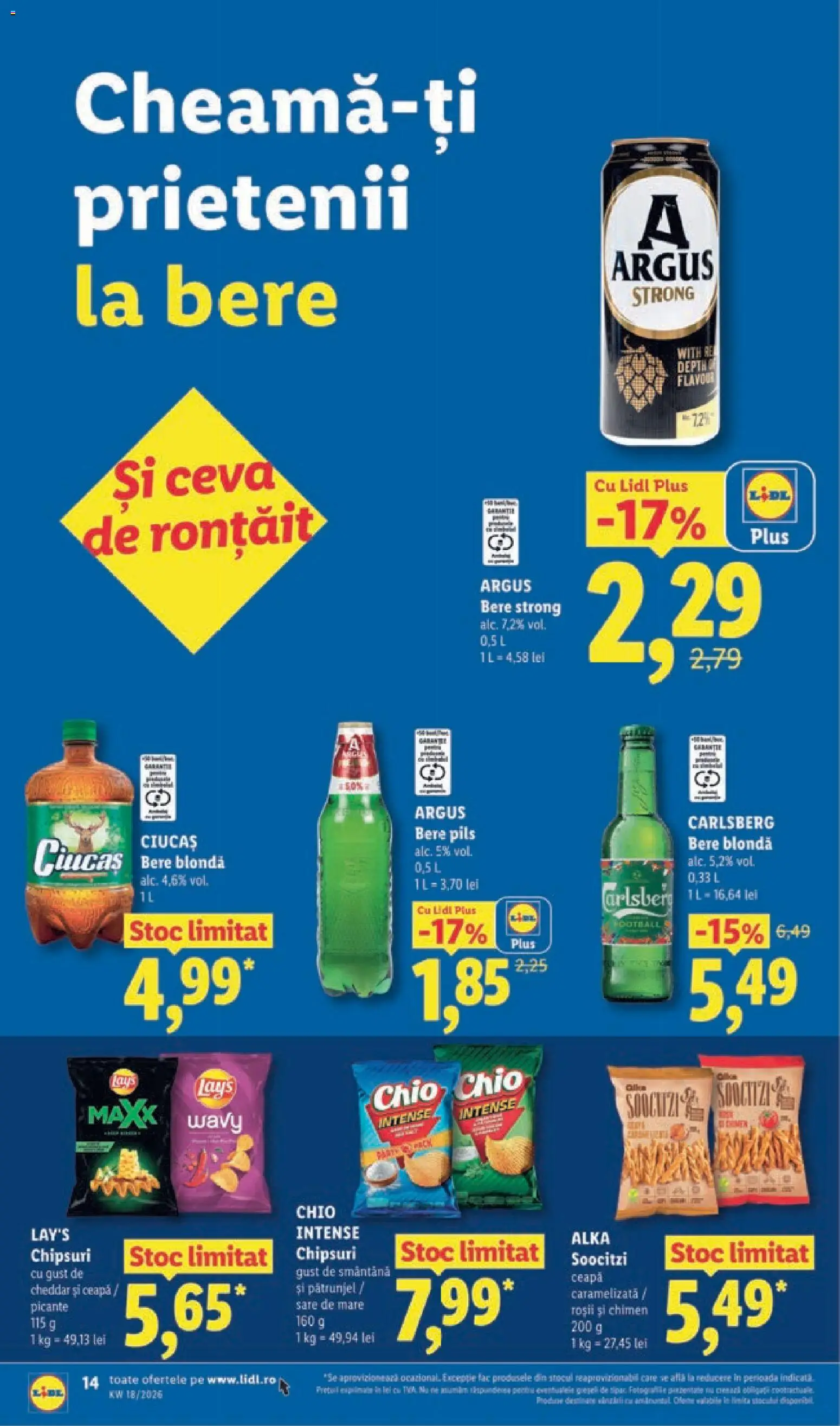 Noul catalog Lidl – valabil de la 27.04.2026 | Pagină: 14 | Produse: Bere, Roșii, Chipsuri, Ceapă