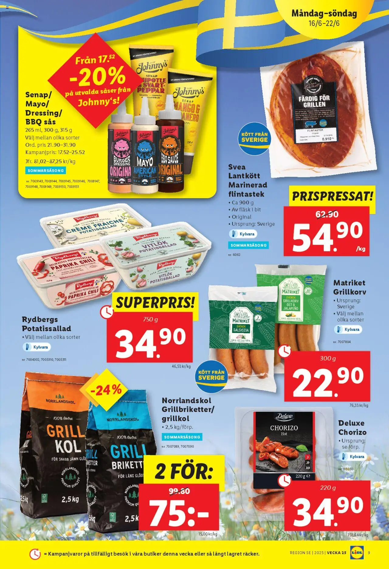 Lidl reklamblad aktuell från 16.06.2025 | Sida: 9 | Produkter: Grillkorv, Chili, Fläsk, Mango