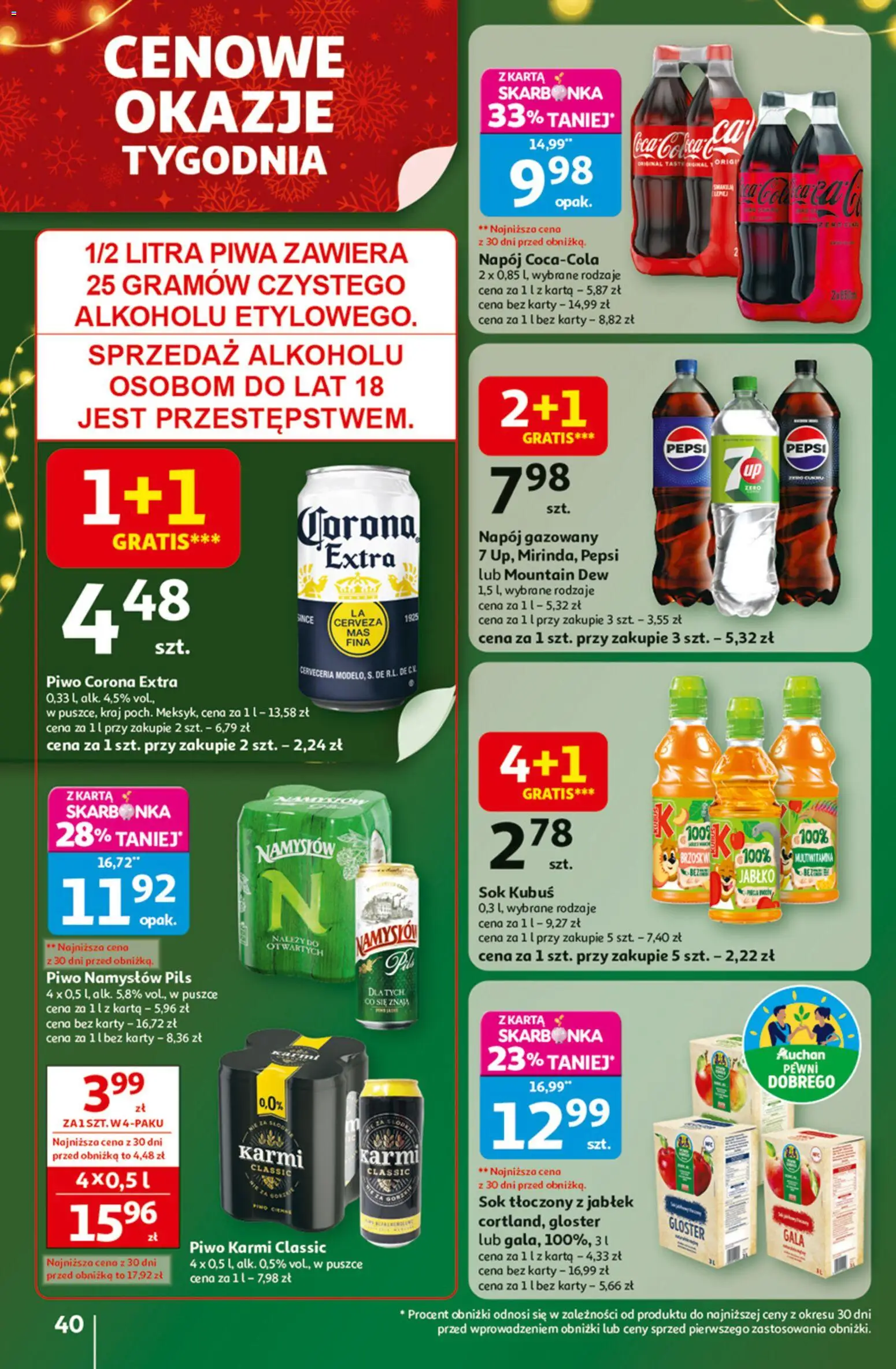 Auchan Black Friday od 27.11.2025 | Strona: 40 | Produkty: Pepsi, Sok, Piwo, Piwo Namysłów