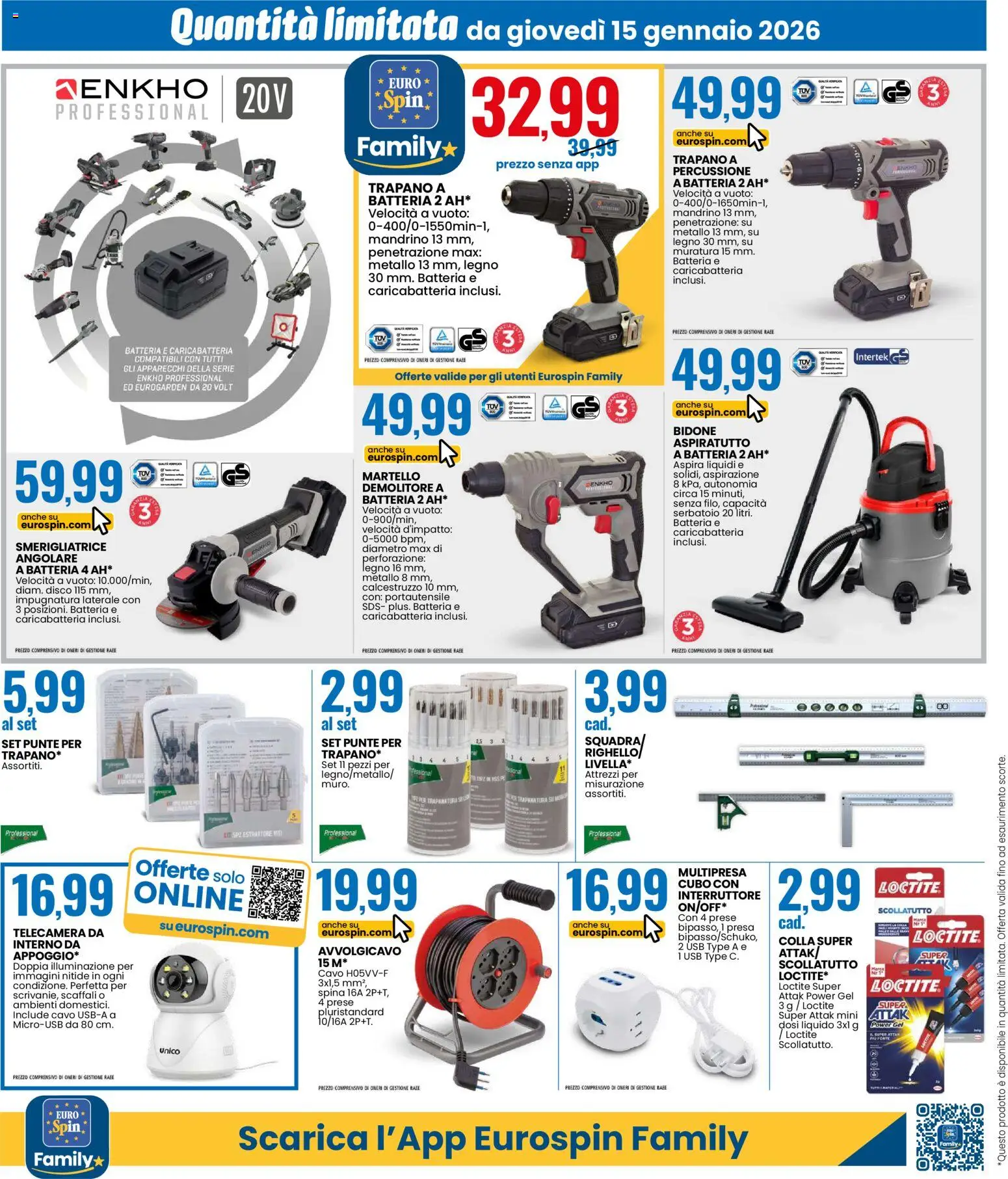 Volantino Eurospin del 15.01.2026 | Pagina: 12 | Prodotti: Cavo, Trapano, Disco, USB