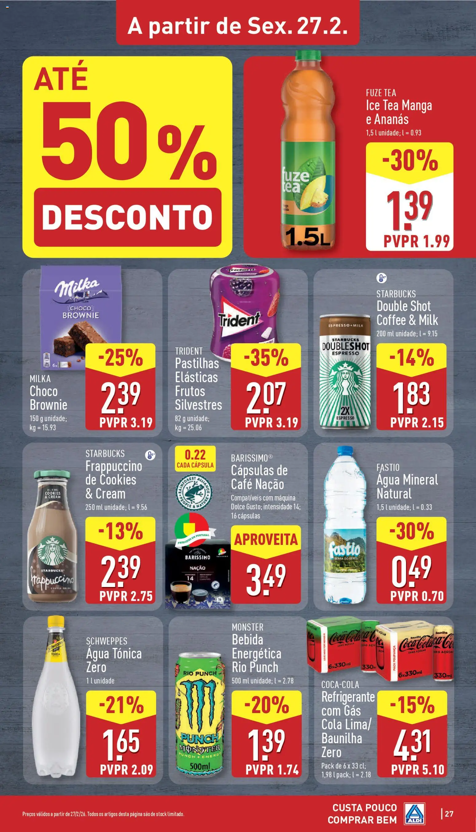 Aldi folheto │ válido de 23.02.2026 | Página: 27 | Produtos: Agua, Refrigerante, Café, Bebida