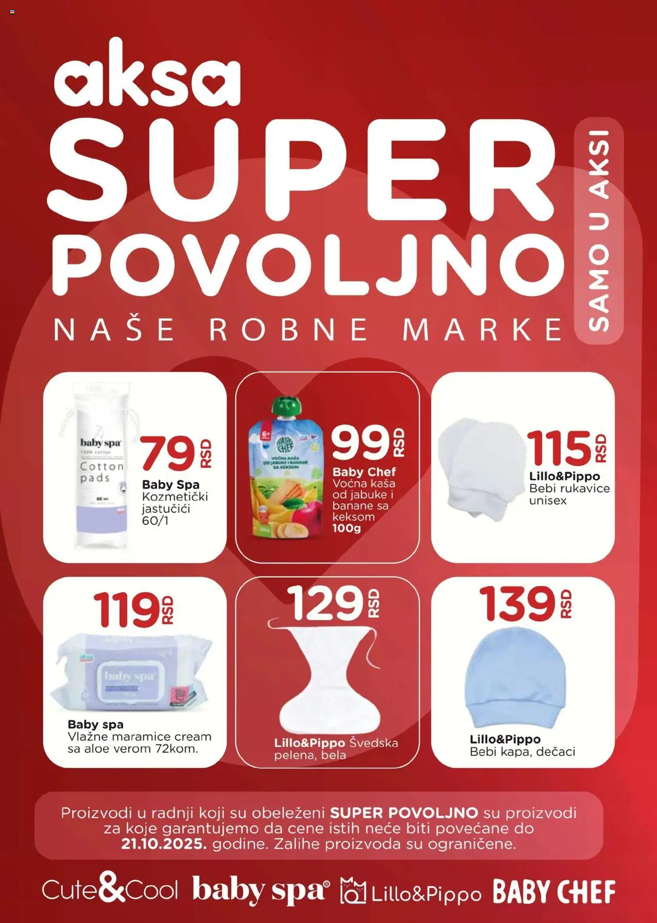 Aksa katalog - važi od 25.07.2025 | Strana: 1 | Proizvode: Rukavice, Jabuke, Vlažne maramice, Banane
