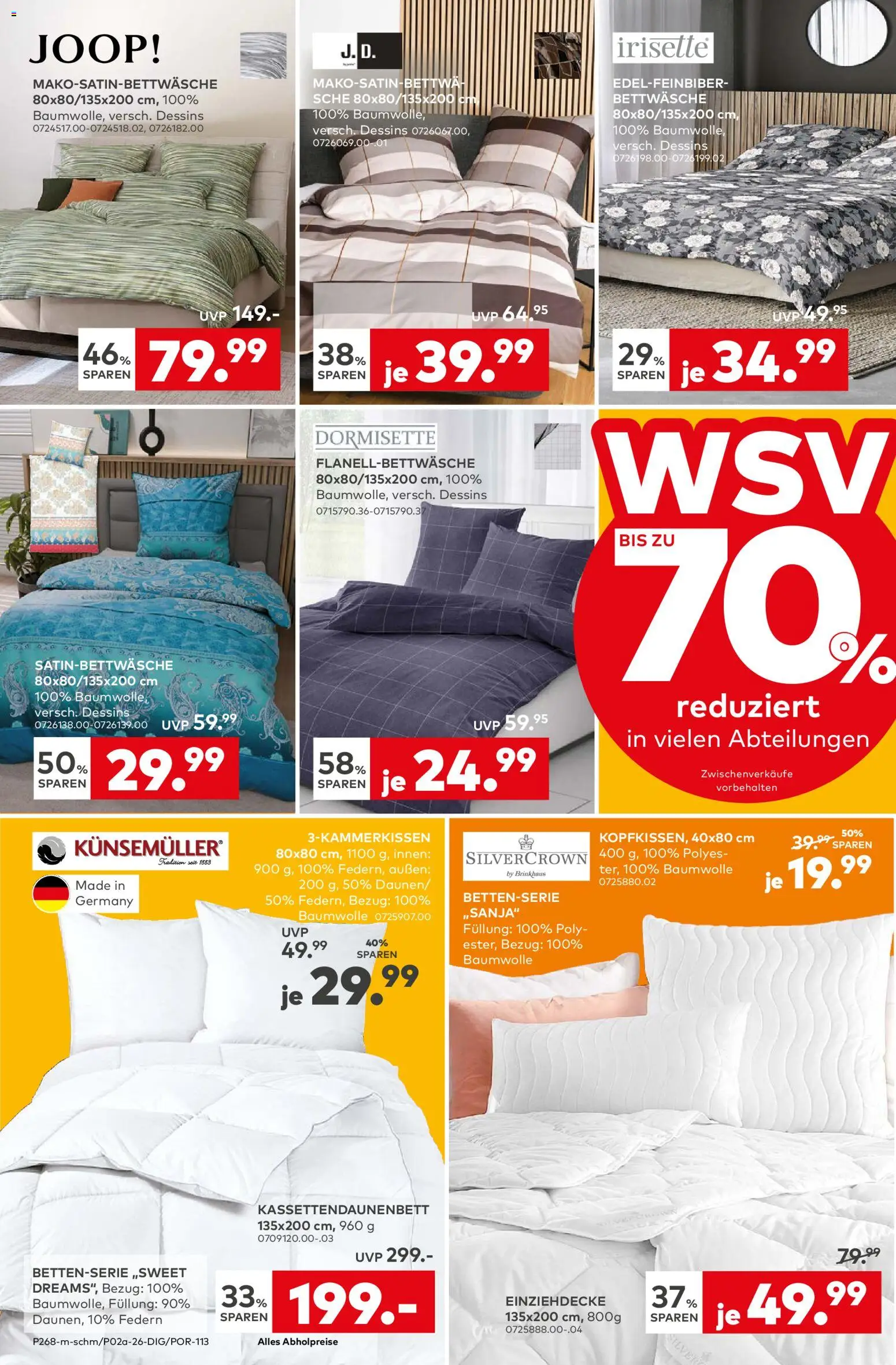 Porta! WSV: Bis zu 70% reduziert in vielen Abteilungen - Bad Vilbel-Dortelweil – gültig ab 04.01.2026 | Seite: 2 | Produkte: Bettwäsche