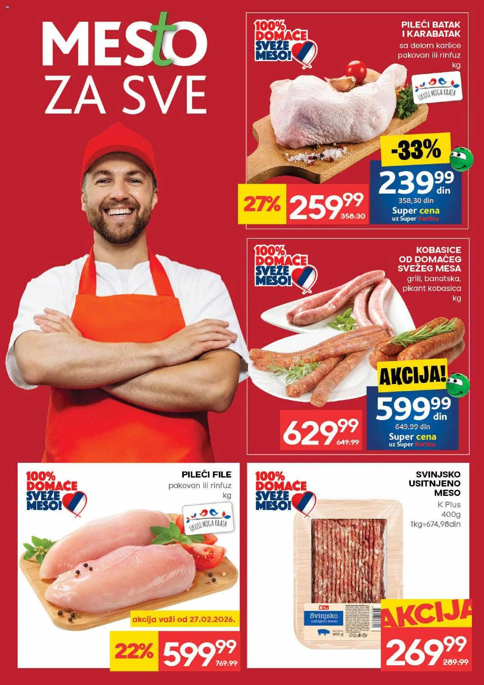 Idea katalog - važi od 26.02.2026 | Strana: 4 | Proizvode: Pileći file, Pileći batak, Kobasica