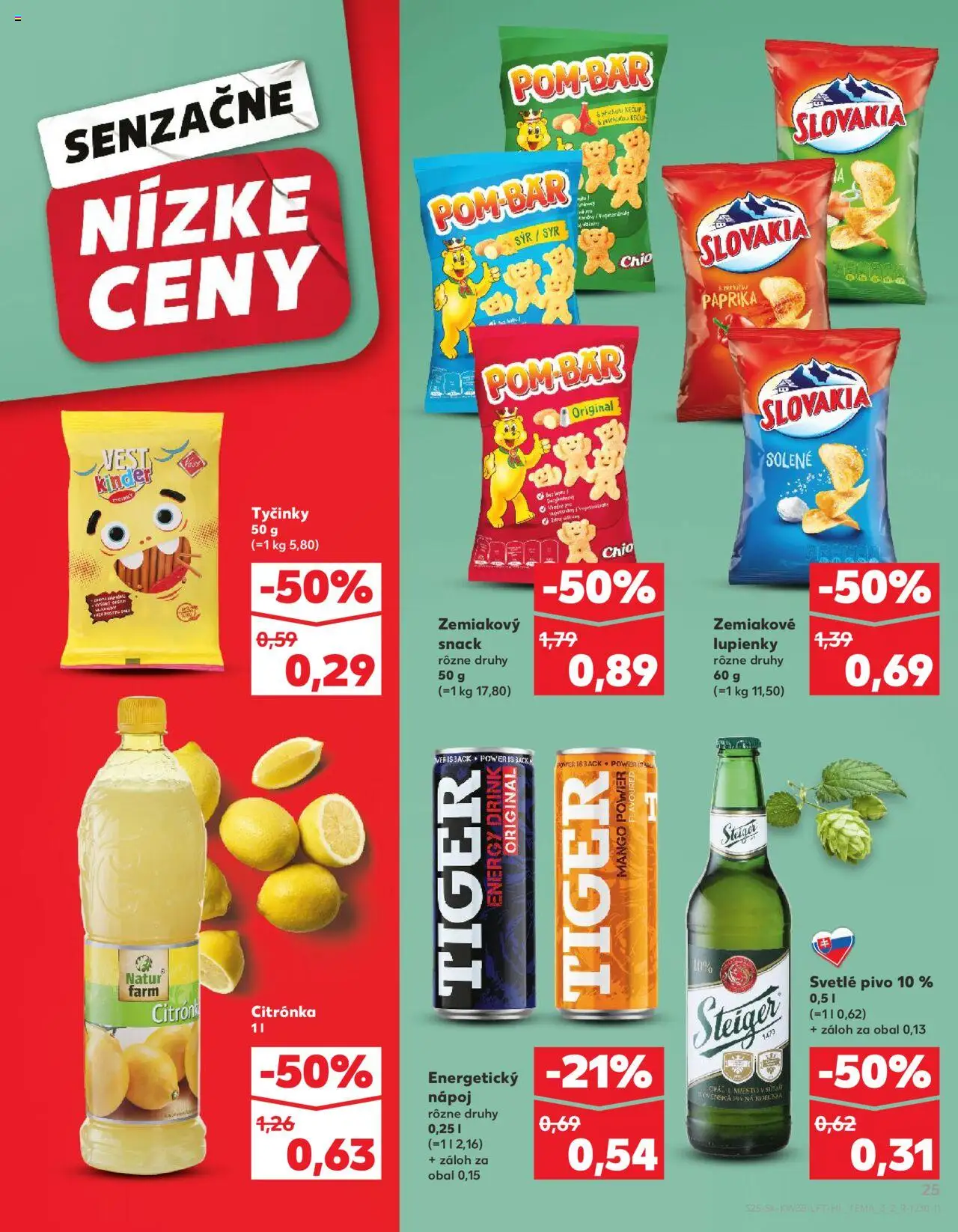 Kaufland Šamorín │ platný od 28.08.2025 | Strana: 25 | Produkty: Paprika, Pivo, Kinder, Steiger