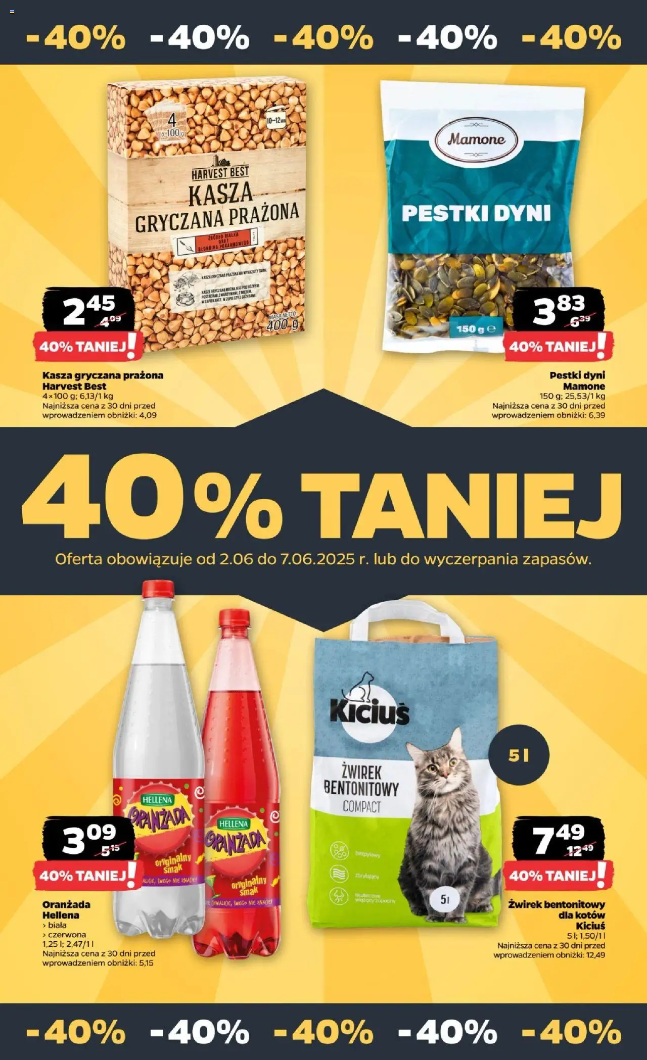 Netto gazetka - Spożywcza od 02.06.2025 | Strona: 27 | Produkty: Kasza, Kasza gryczana, Oranżada hellena, Żwirek bentonitowy