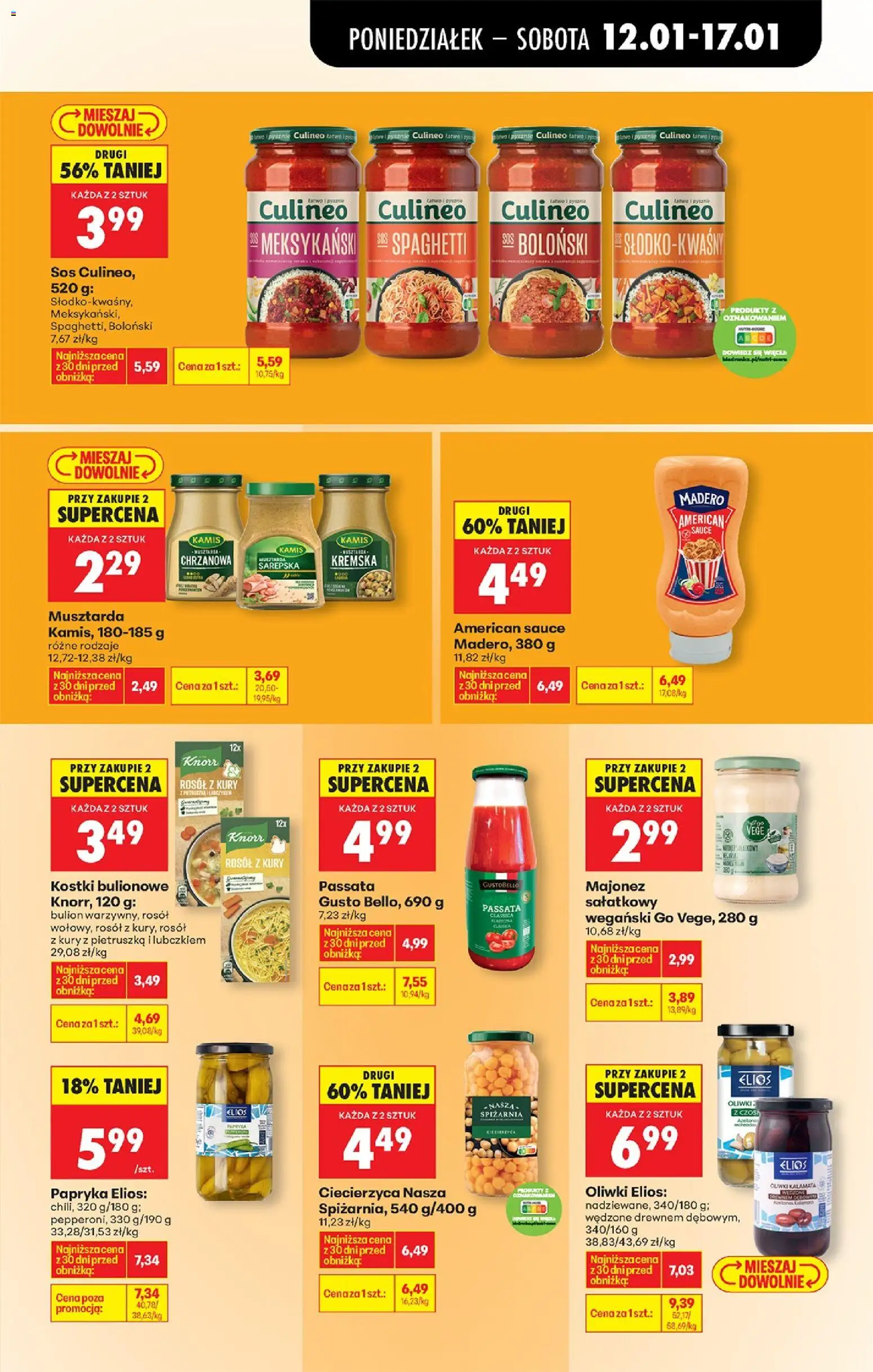 Biedronka gazetka od 12.01.2026 | Strona: 49 | Produkty: Pietruszka, Sos spaghetti, Ciecierzyca, Papryka