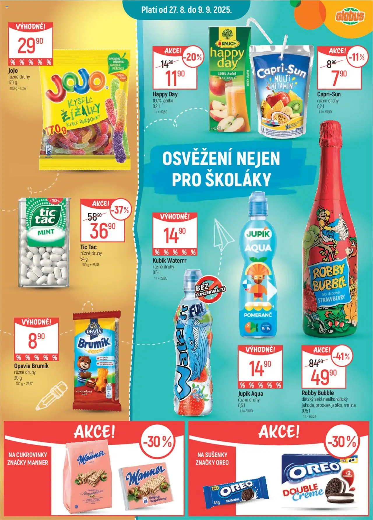 Globus leták od 27.08.2025 | Strana: 15 | Produkty: Sekt, Tác, Oreo, Kubík Waterrr