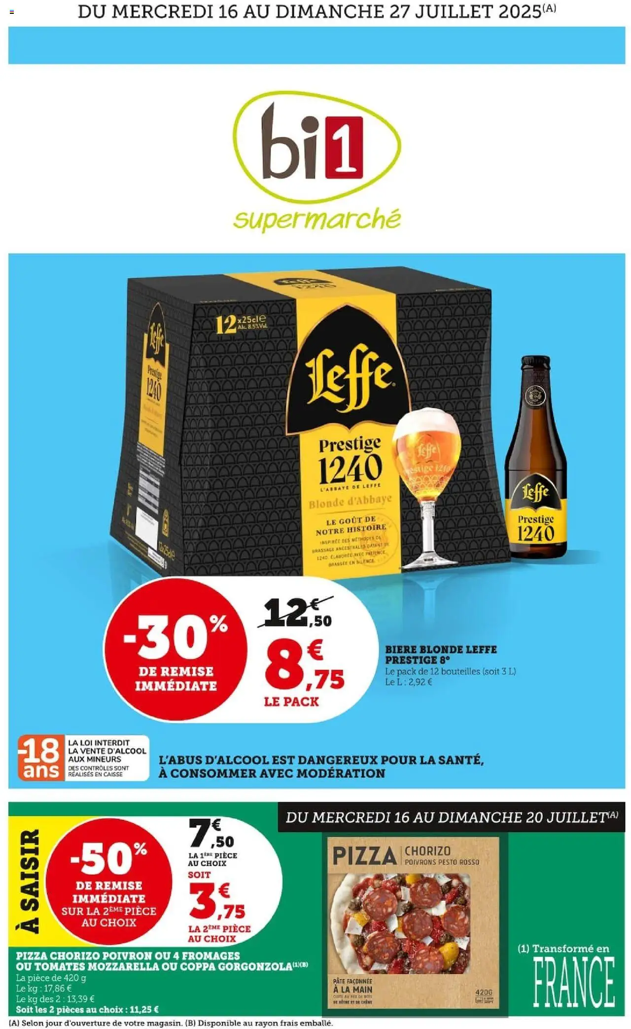  | Page: 1 | Produits: Poivron, Mozzarella, Biere blonde leffe, Bière