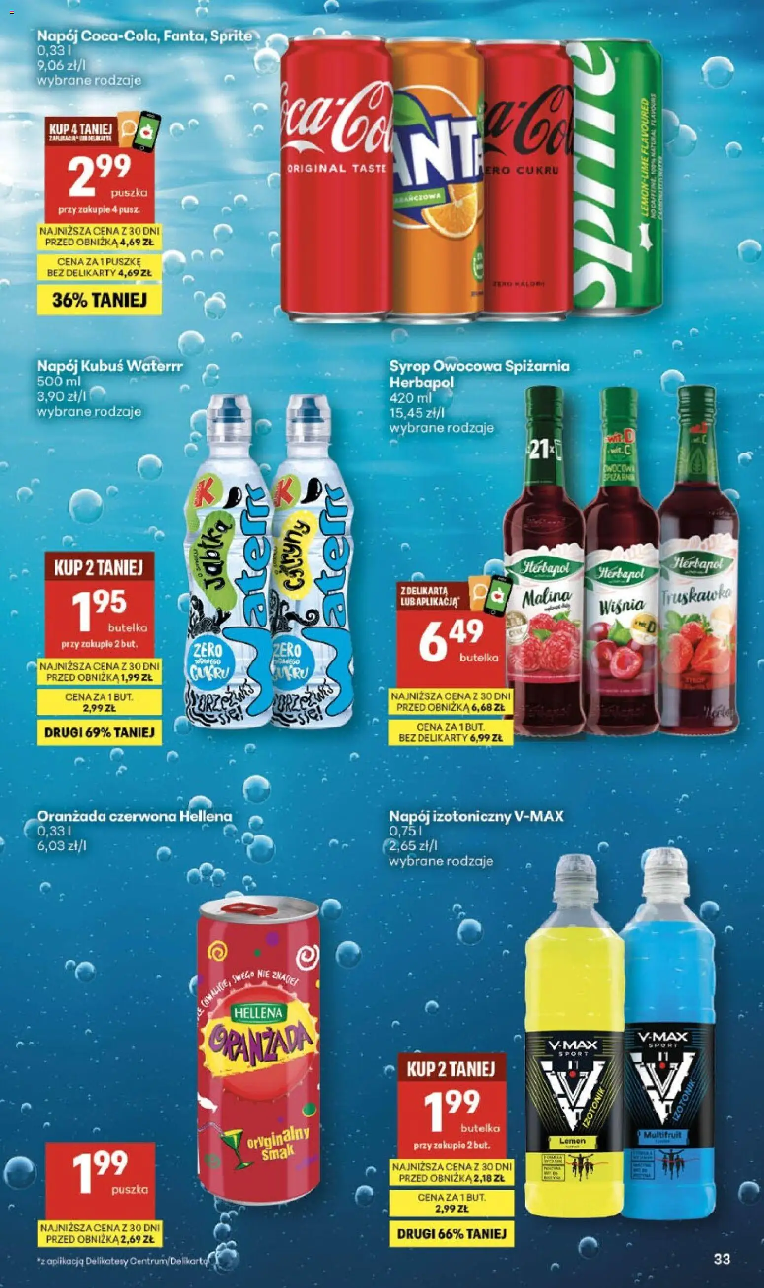 Delikatesy Centrum gazetka - Sklepy Własne od 30.04.2026 | Strona: 33 | Produkty: Syrop, Malina, Sprite, Delikatesy