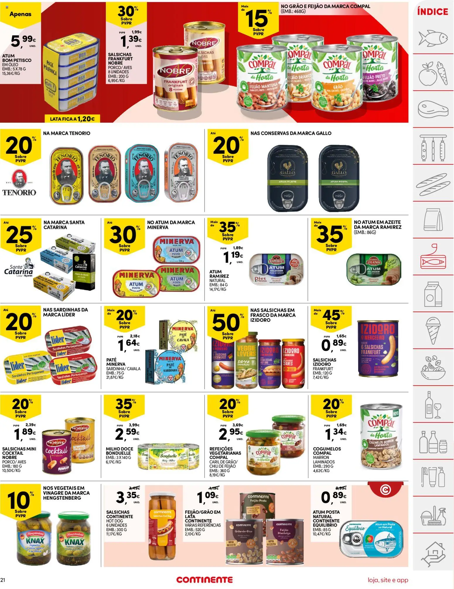Continente folheto │ válido de 07.04.2026 | Página: 21 | Produtos: Vinagre, Atum, Óleo, Cogumelos
