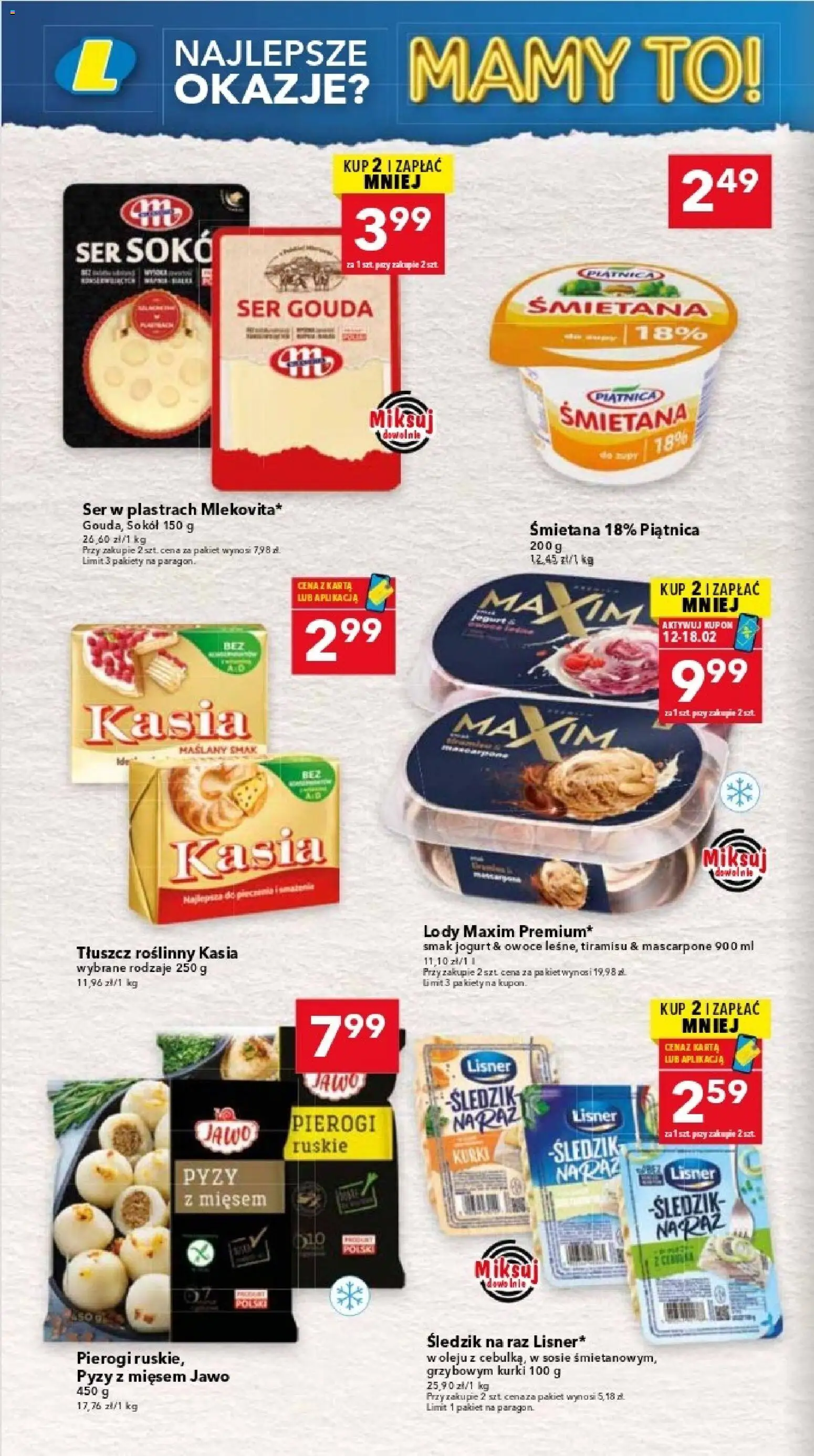 Lewiatan gazetka - Katowice od 12.02.2026 | Strona: 6 | Produkty: Karta, Pierogi, Śmietana, Ser gouda