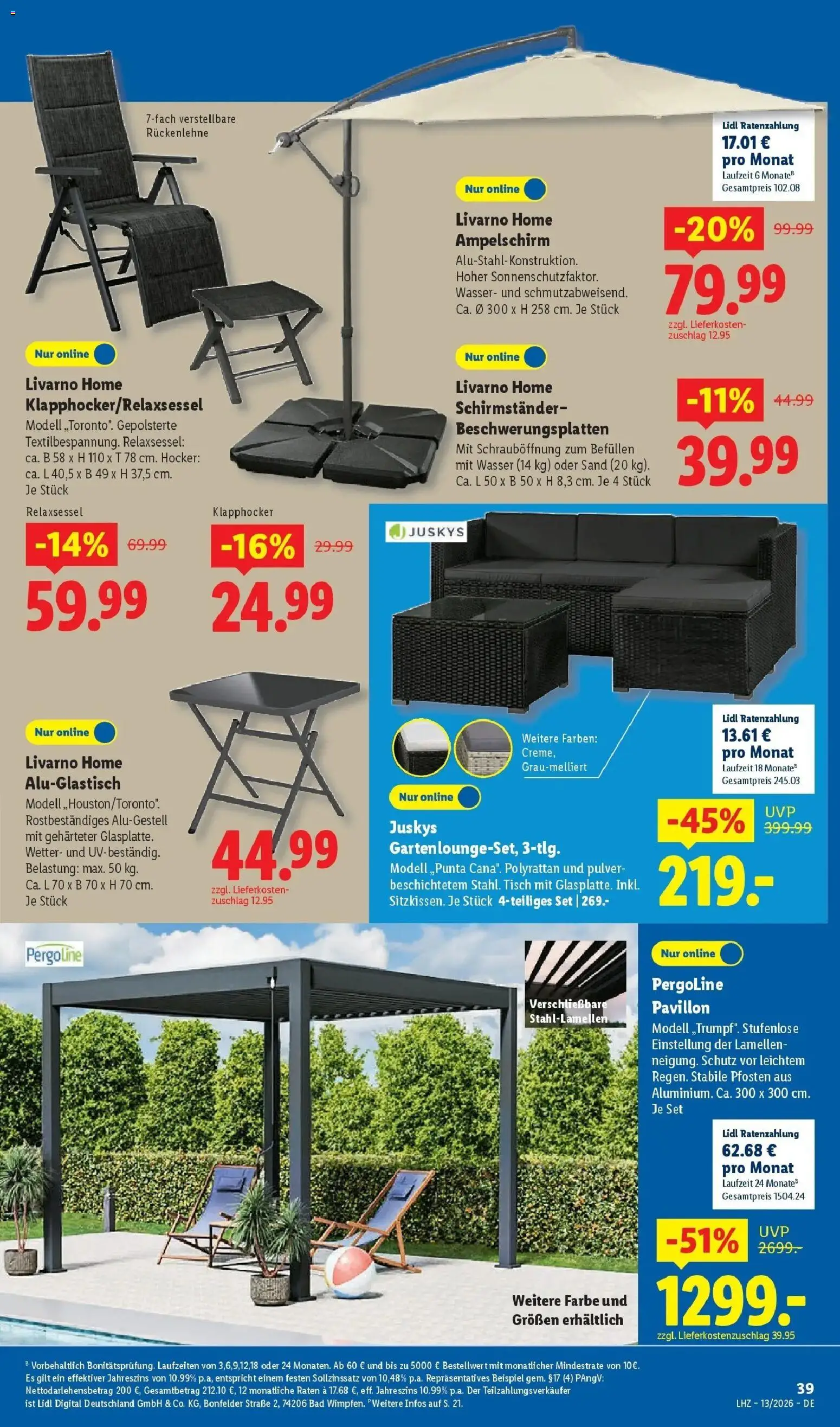 Lidl Prospekt Thale – gültig ab 23.03.2026 | Seite: 59 | Produkte: Hocker, Relaxsessel, Tisch, Schirmständer