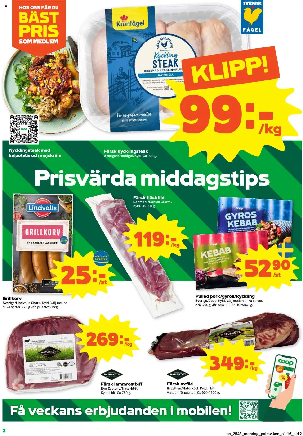 Stora Coop reklamblad aktuell från 20.10.2025 | Sida: 2 | Produkter: Grillkorv, Oxfilé