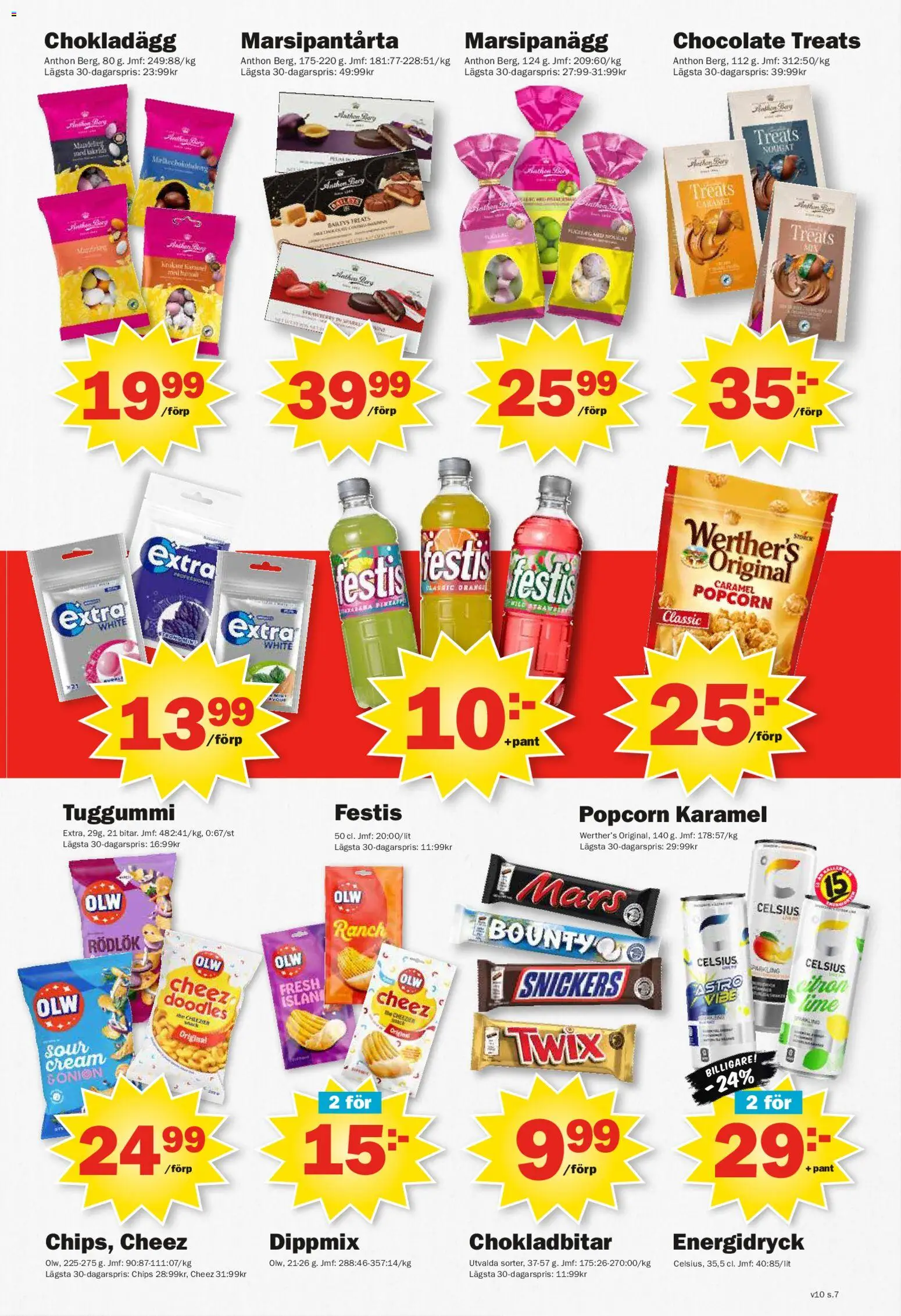 Pekås reklamblad aktuell från 02.03.2026 | Sida: 7 | Produkter: Chips, Energidryck, Tuggummi, Popcorn