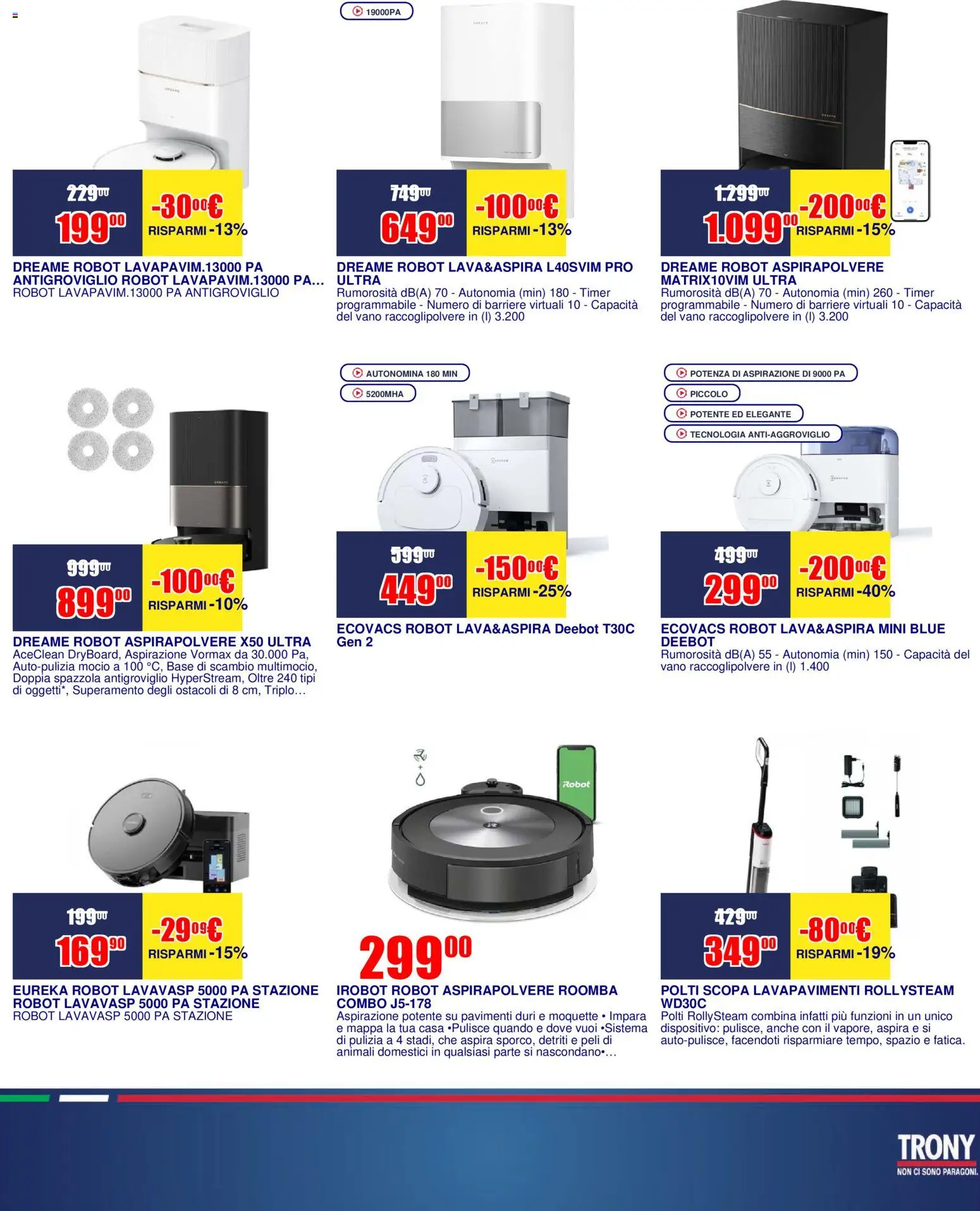 Volantino Trony del 16.04.2026 | Pagina: 12 | Prodotti: Robot aspirapolvere, Mocio, Scopa, Robot