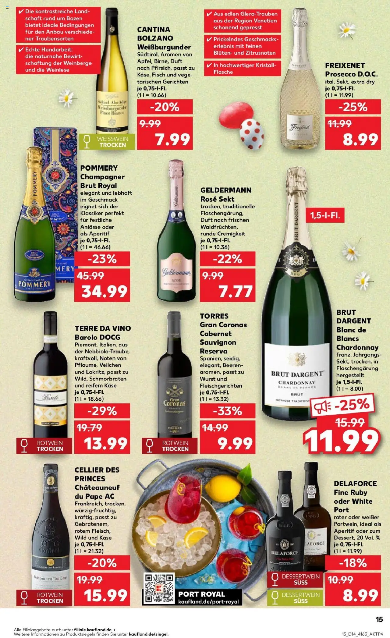 Kaufland - Dreieich-Sprendlingen, Robert-Bosch-Straße 15 - gültig ab dem 03.04.2025 | Seite: 15 | Produkte: Rotwein, Duft, Prosecco, Brut dargent