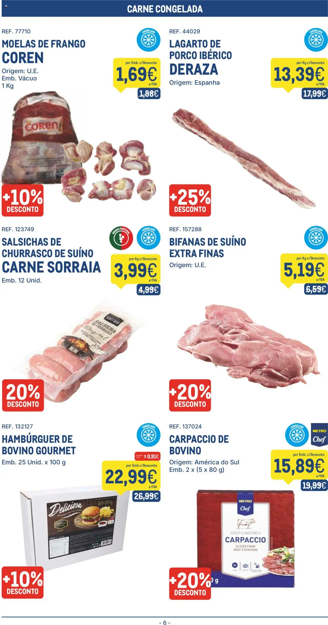 Makro folheto │ válido de 19.08.2025 | Página: 6 | Produtos: Frango, Hambúrguer, Salsicha, Carne