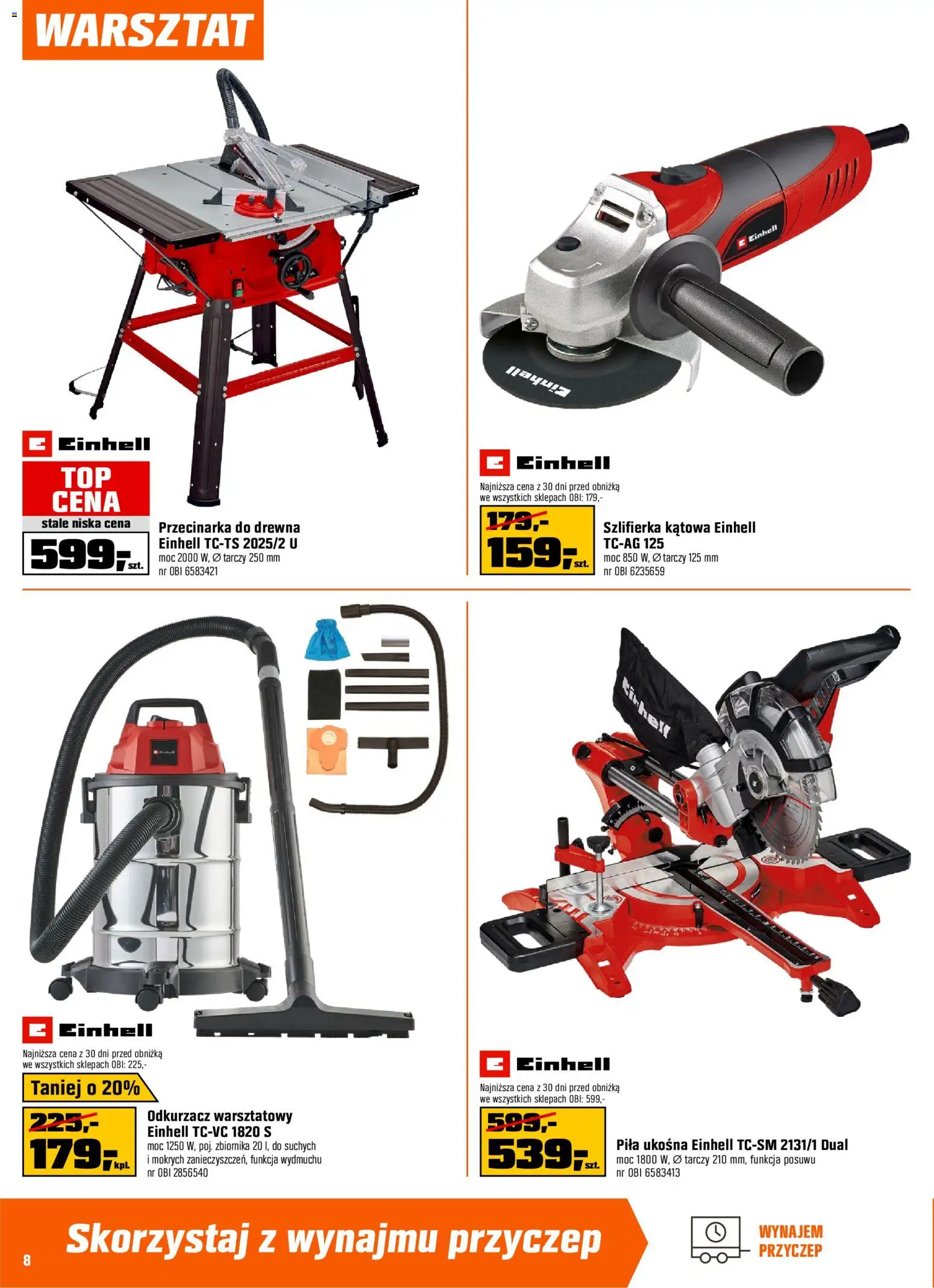 OBI gazetka od 11.03.2026 | Strona: 8 | Produkty: Odkurzacz, Odkurzacz warsztatowy, Szlifierka