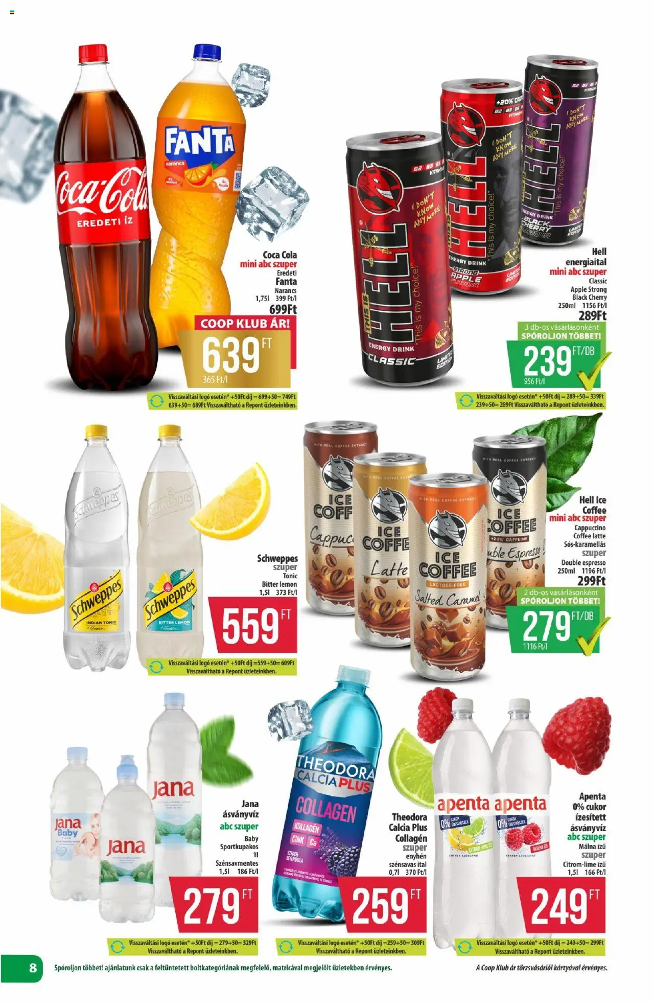 COOP akciós ujság - amely érvényes a következő dátumtól: 14.08.2025 | Oldal: 8 | Termékek: Coca Cola, Kollagén, Cola, Cukor