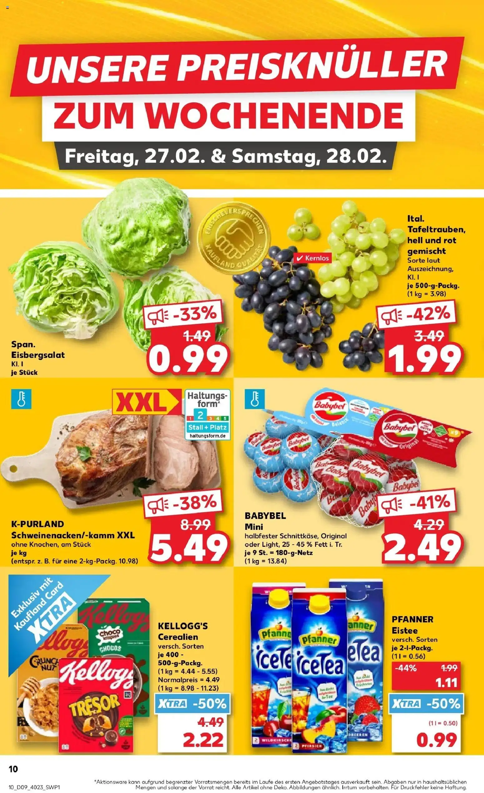 Kaufland prospekt Staßfurt	 – gültig ab 26.02.2026 | Seite: 10 | Produkte: Kellogg's, Eisbergsalat, Pfanner eistee, Babybel