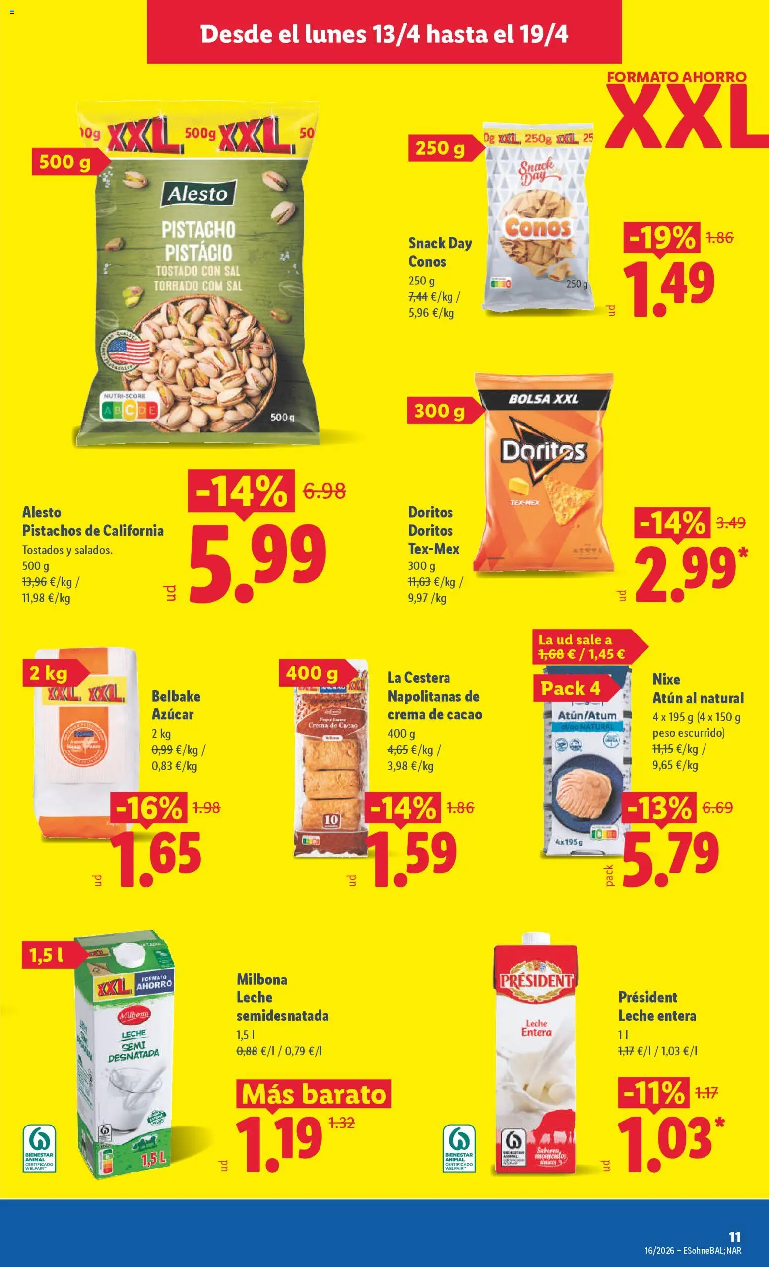 Lidl folleto │ válido desde el 13.04.2026 | Página: 15 | Productos: Leche entera, Bolsa, Peso, Φρυγανιές σικάλεως