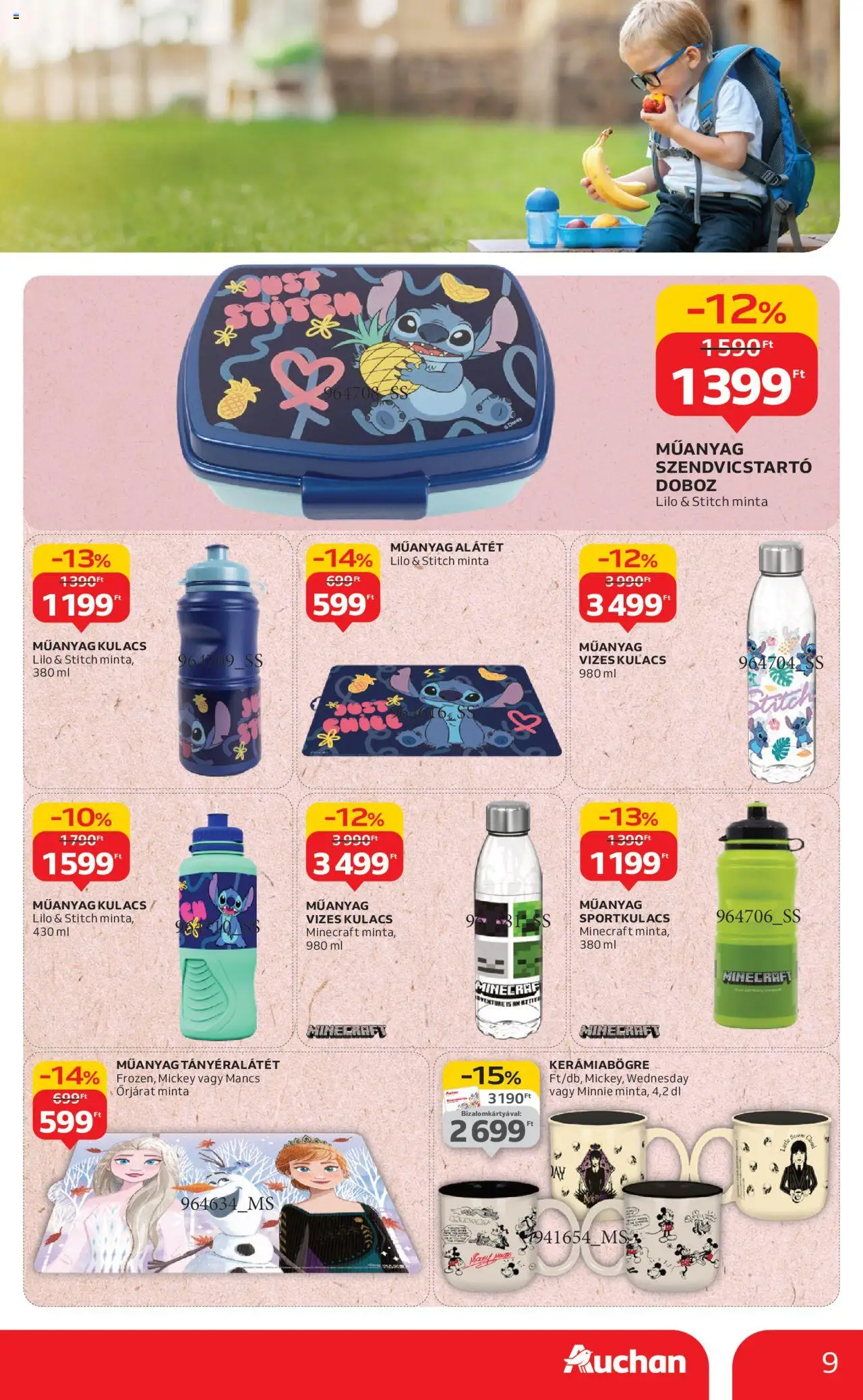 Auchan akciós ujság - amely érvényes a következő dátumtól: 21.08.2025 | Oldal: 9 | Termékek: Tányéralátét, Kulacs, Doboz