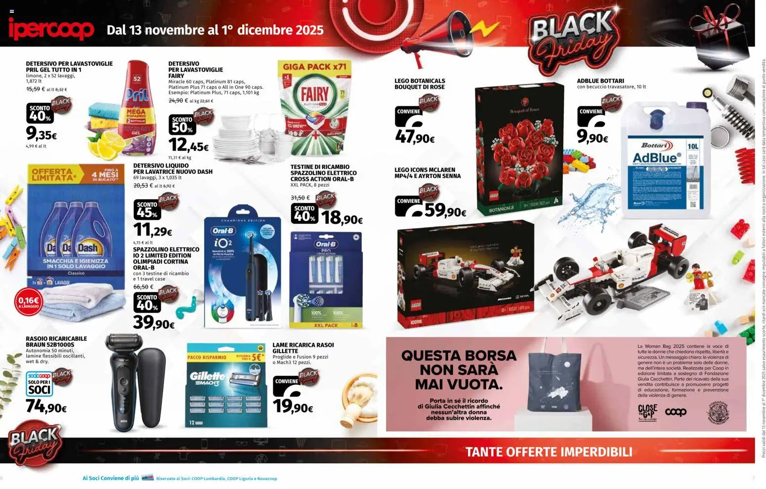Volantino Ipercoop del 13.11.2025 | Pagina: 4 | Prodotti: Detersivo per lavastoviglie, Lavatrice, Lavastoviglie, Spazzolino elettrico