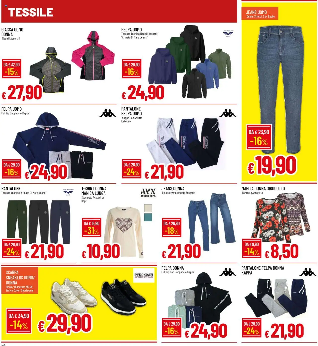 Volantino Famila del 09.10.2025 | Pagina: 26 | Prodotti: Felpa, Giacca, Sneakers, Jeans