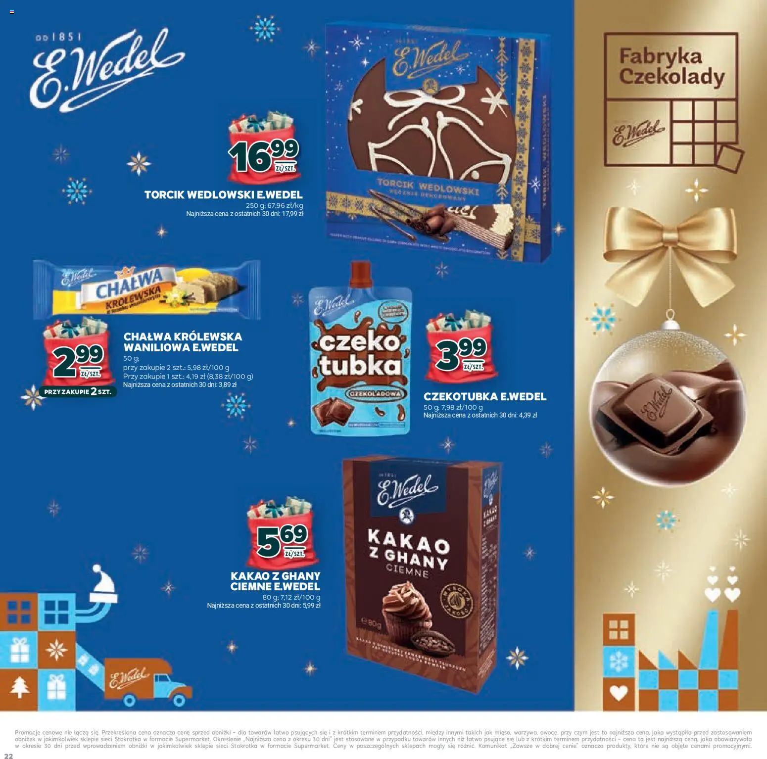 Stokrotka Gazetka - Mikołajki od 20.11.2025 | Strona: 22 | Produkty: Czekolady, Kakao, Stokrotka, Torcik wedlowski