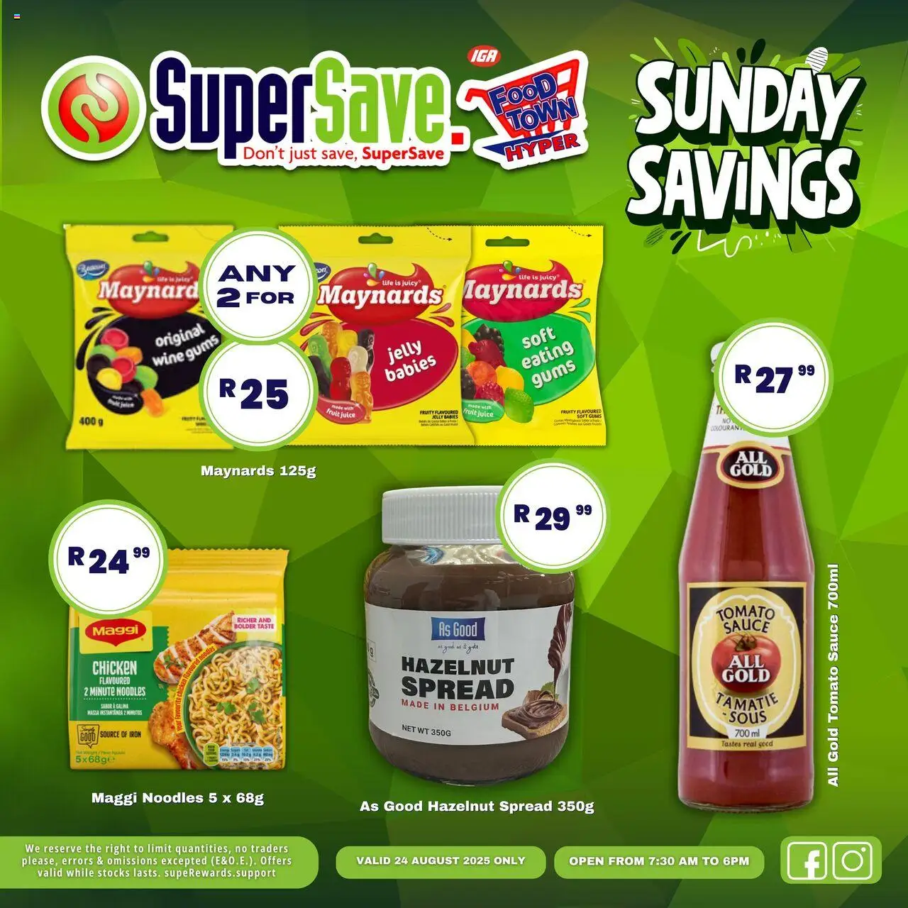 Super Save Sunday Deals │ valid from 24.08.2025 | Page: 18 | Products: Wine, Chicken, Tomato sauce, Fruit