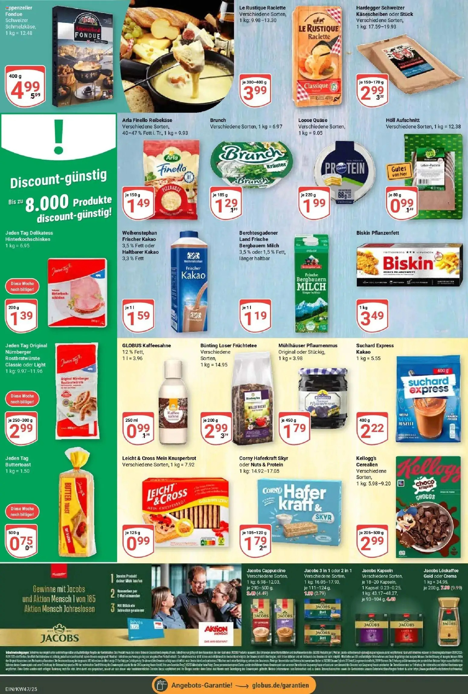 Globus prospekt Homburg-Einöd	 – gültig ab 17.11.2025 | Seite: 13 | Produkte: Milch, Kellogg's, Reibekase, Fondue
