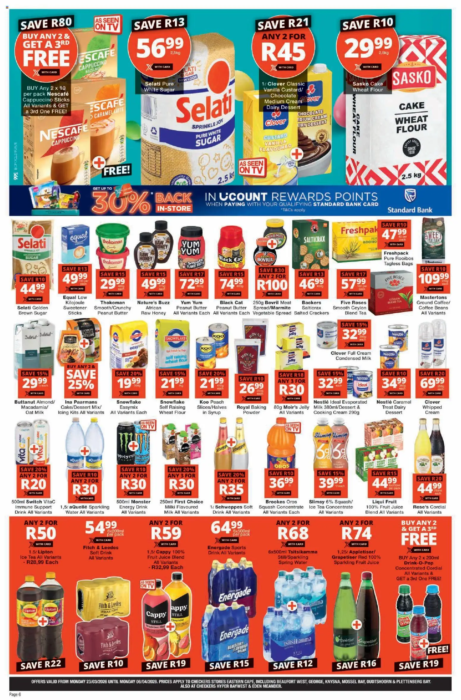 New Checkers catalogue – valid from 23.03.2026 | Page: 6 | Products: Tonic, Chocolate, Powder, Fruit