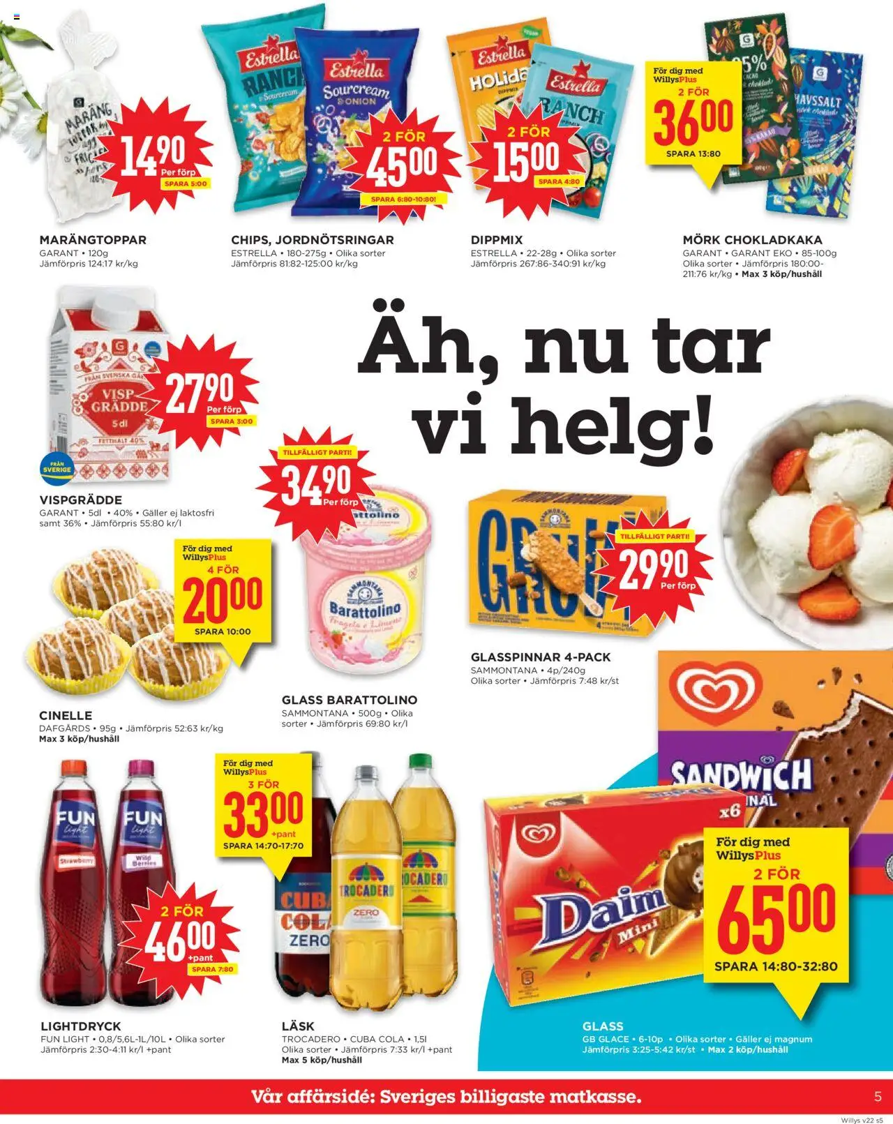 Willys reklamblad aktuell från 26.05.2025 | Sida: 5 | Produkter: Visp, Chokladkaka, Glass, Vispgrädde