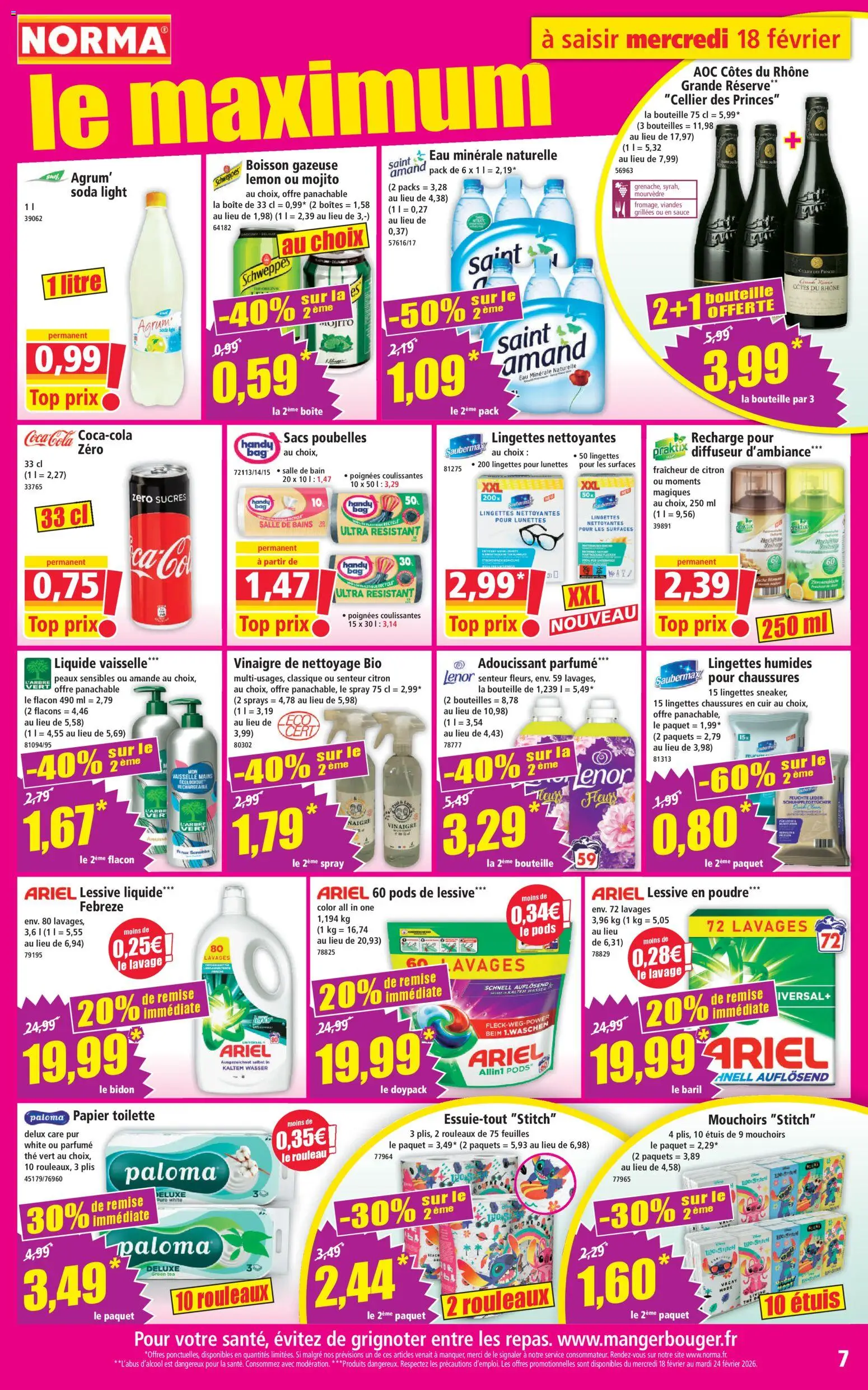 {H1} | Page: 7 | Produits: Eau minérale, Poignées, Lessive Liquide, Lessive