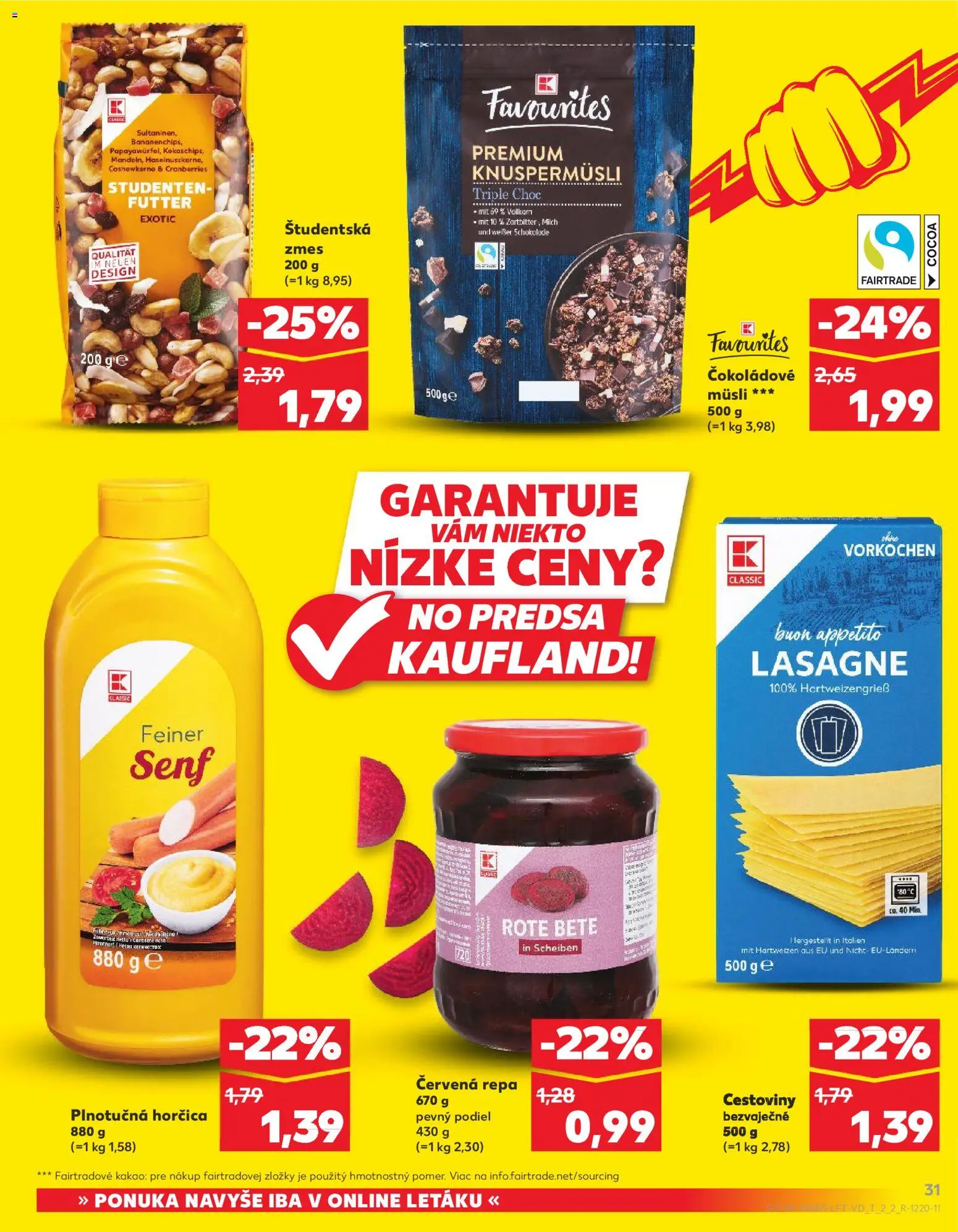 Nové Kaufland akcie – leták je platný od 29.01.2026 | Strana: 31 | Produkty: Cestoviny, Červená repa, Lasagne, Kakao