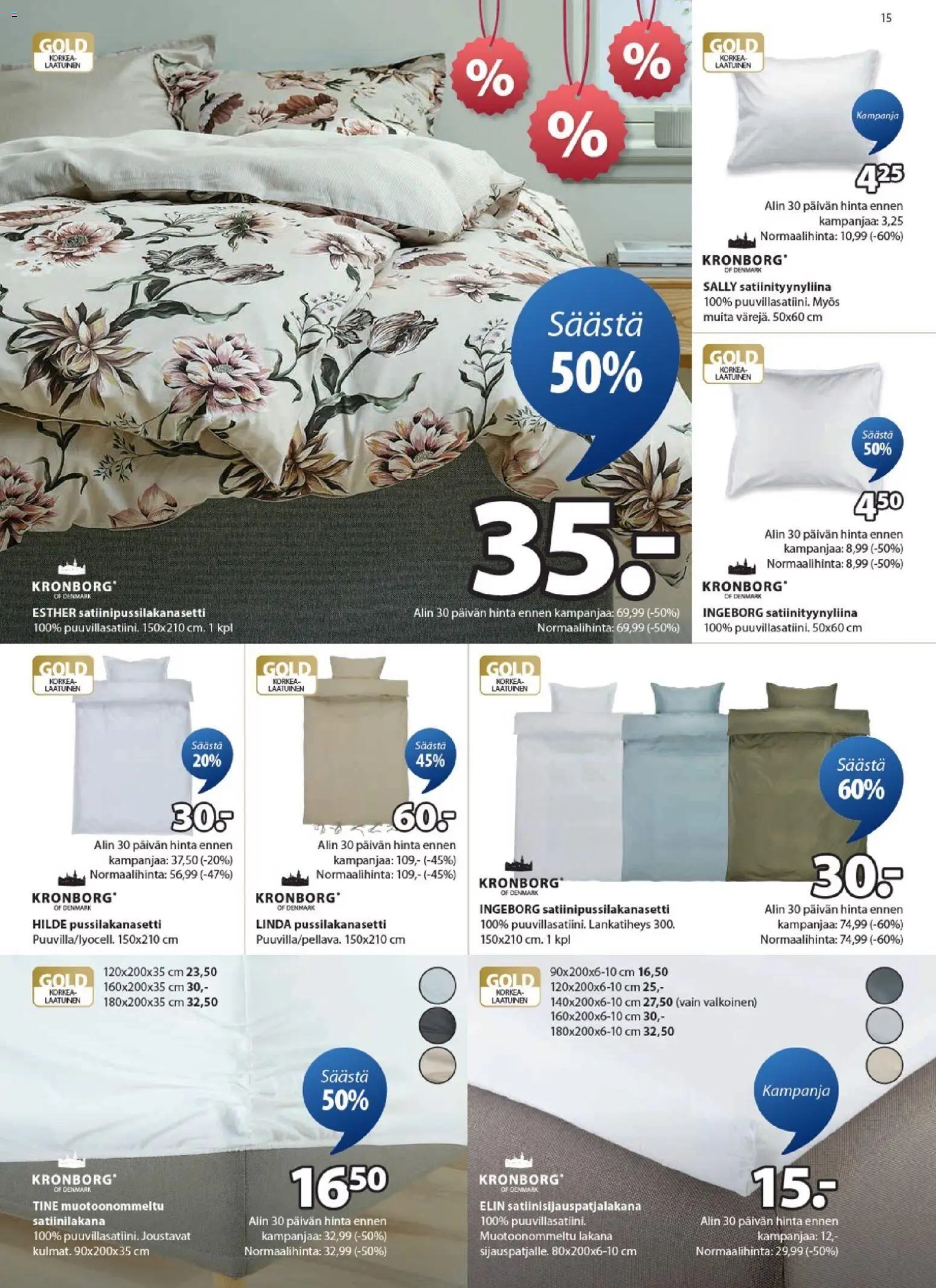 JYSK tarjoukset – voimassa 25.12.2025 alkaen | Sivu: 15 | Tuotteet: Pussilakanasetti, Lakana