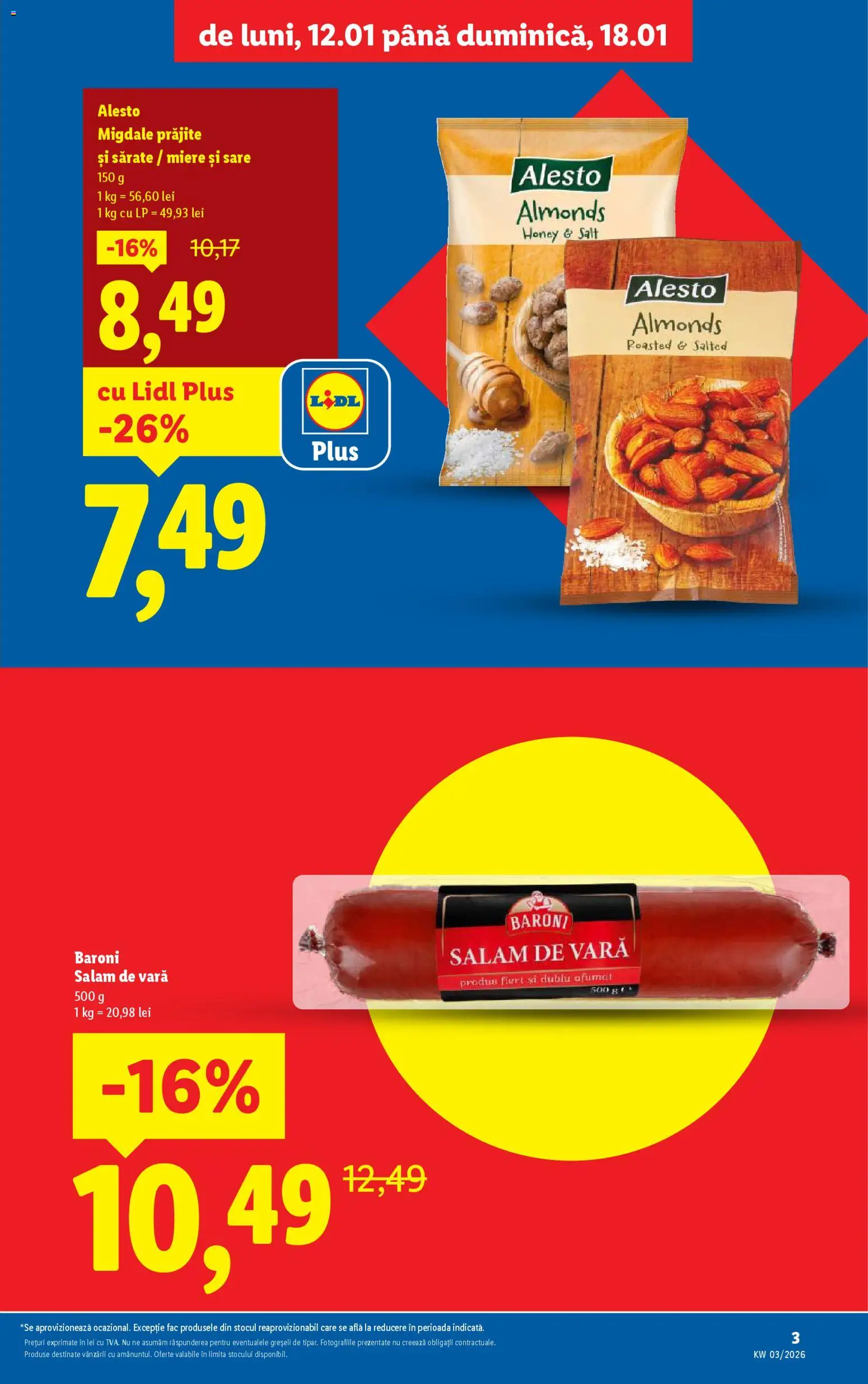 Noul catalog Lidl – valabil de la 12.01.2026 | Pagină: 3 | Produse: Migdale, Salam, Sare
