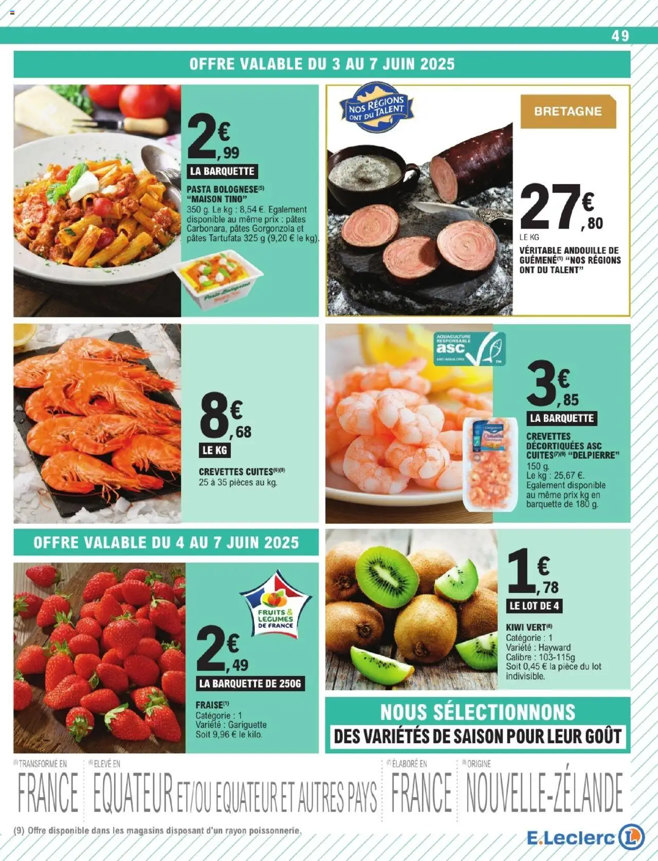  | Page: 49 | Produits: Fraise, Crevettes, Kiwi vert, Pâtes