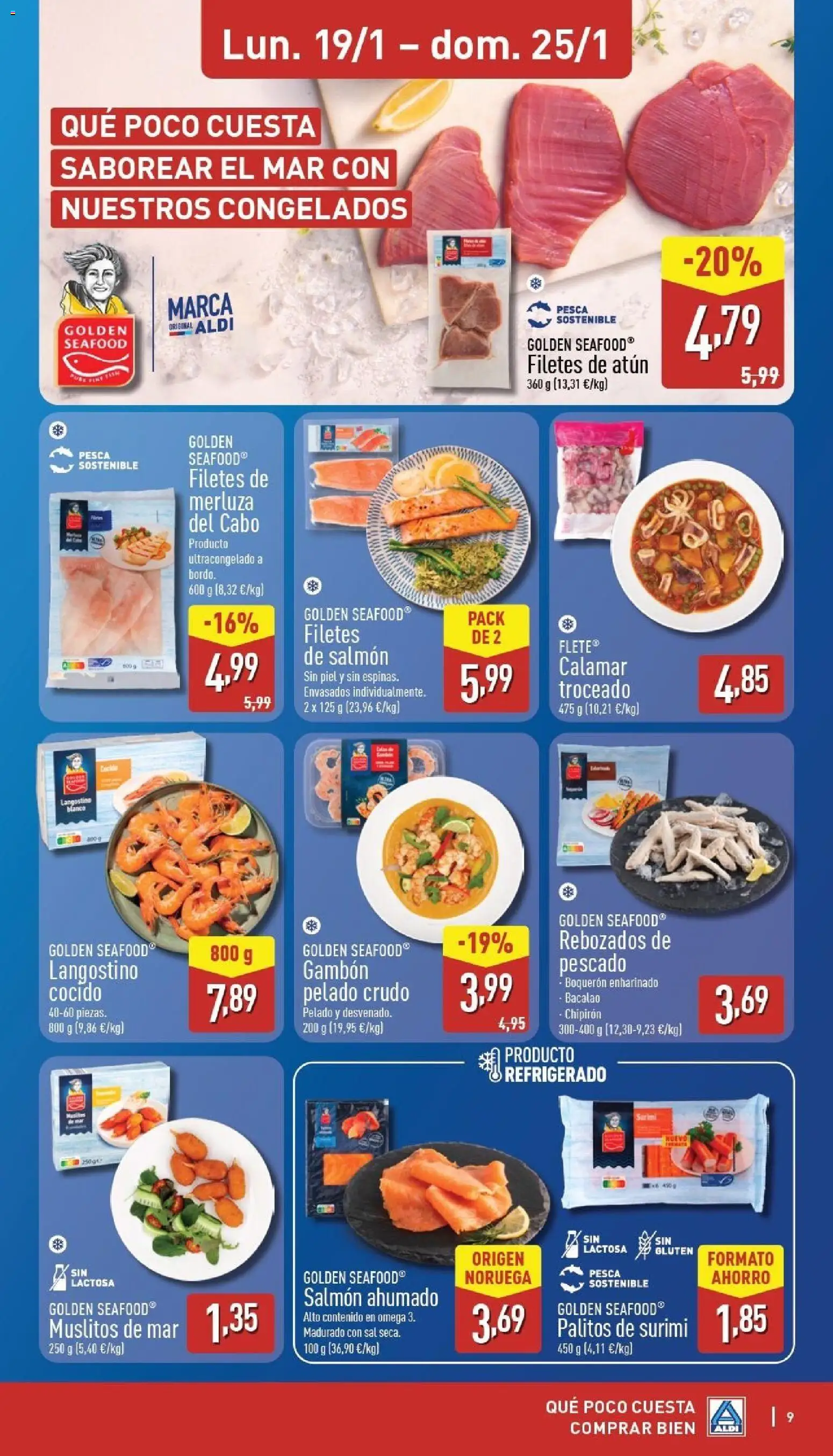 Aldi folleto Canarias │ válido desde el 19.01.2026 | Página: 9 | Productos: Pescado, Filetes de merluza, Ρυζι μαύρο, Langostino